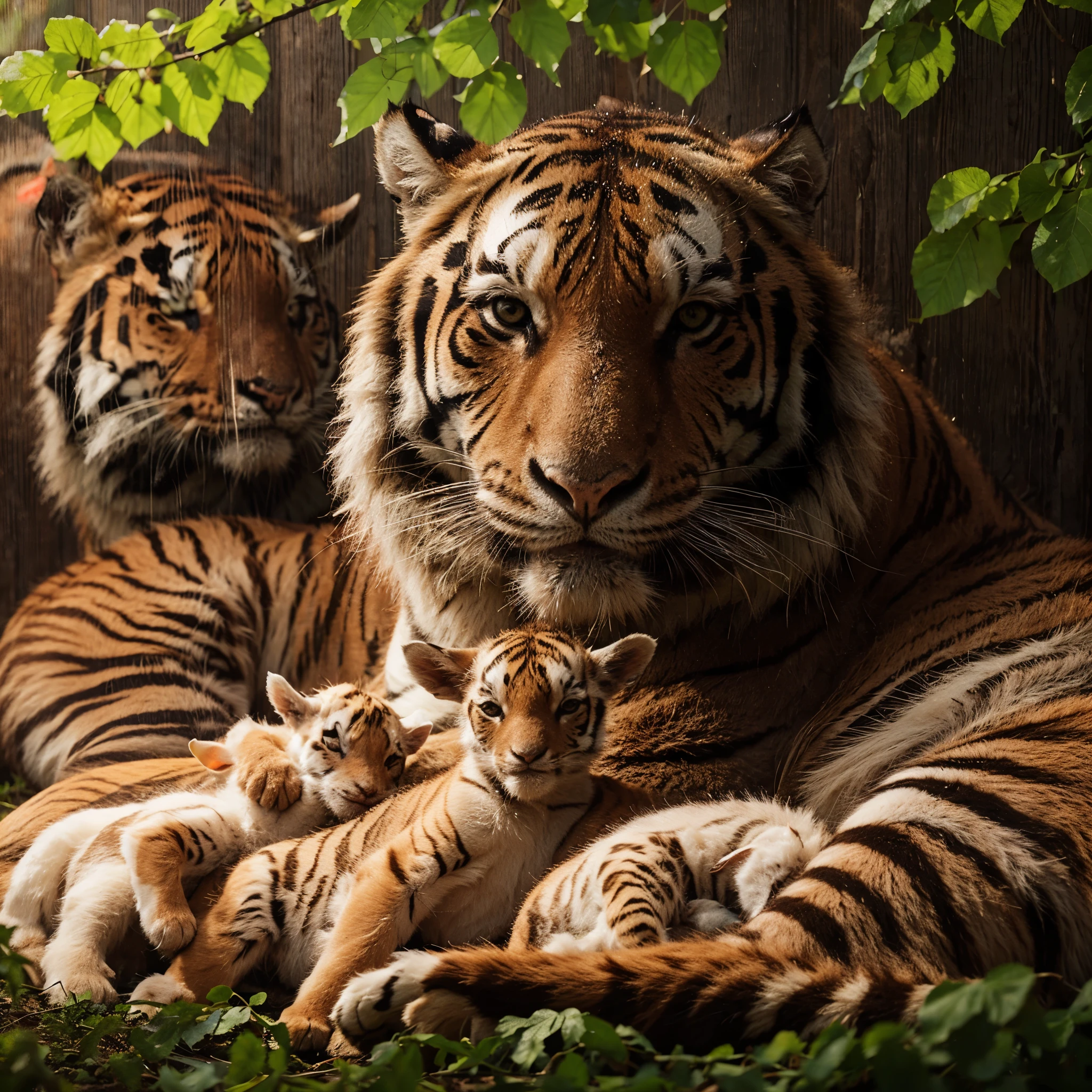 tiger and baby goat