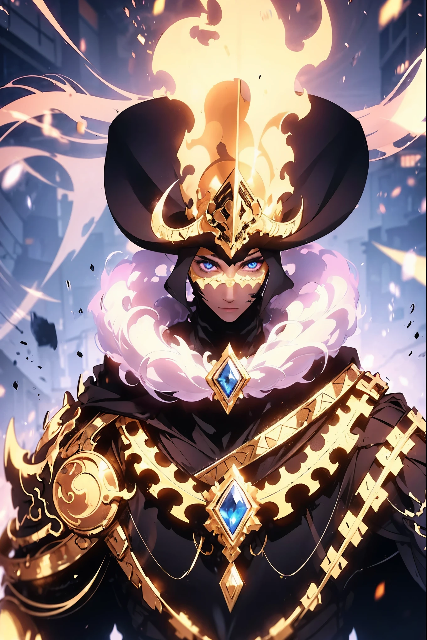 "(Mejor calidad,high resolution),primer plano de la cara de una momia,covered in bandages with golden hieroglyphs,(detallado:1.1),(colores vivos e intensos:1.1),(realista:1.1) graphic art style,Espantoso,cuencas de los ojos con brillantes ojos dorados,detallado wrinkles, Dark circles under the eyes."