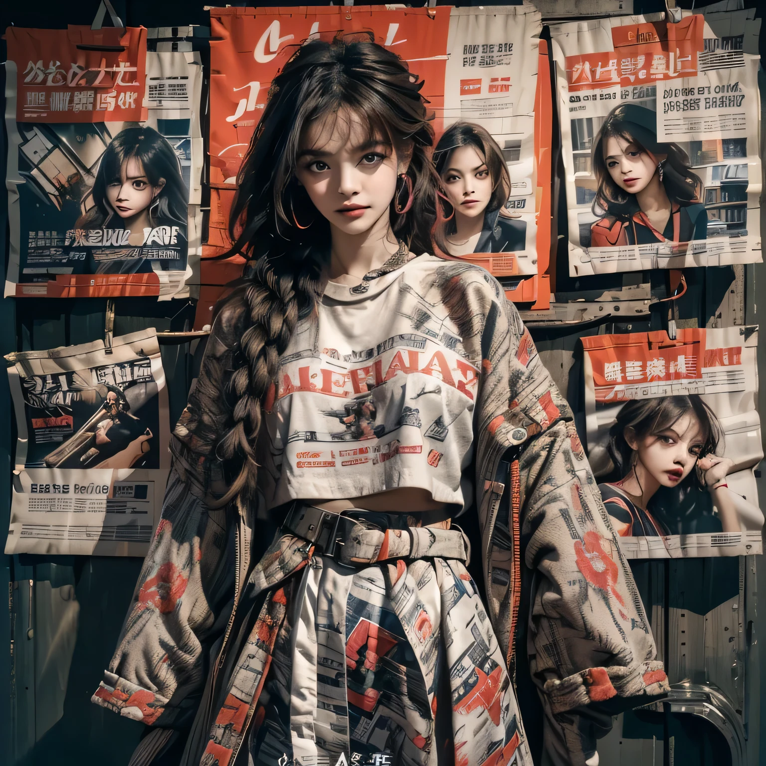 ((((dramatic))), (((gritty))), (((intense))) film poster featuring a young woman as the central character. She stands confidently in the center of the poster, wearing a stylish and edgy outfit, with a determined expression on her face. The background is dark and gritty, with a sense of danger and intensity. The text is bold and attention-grabbing, with a catchy tagline that adds to the overall feeling of drama and excitement. The color palette is mainly dark with splashes of vibrant colors, giving the poster a dynamic and visually striking appearance,tachi-e
(magazine:1.3), (cover-style:1.3), fashionable, woman, vibrant, outfit, posing, front, colorful, dynamic, background, elements, confident, expression, holding, statement, accessory, majestic, coiled, around, touch, scene, text, cover, bold, attention-grabbing, title, stylish, font, catchy, headline, larger, striking, modern, trendy, focus, fashion,