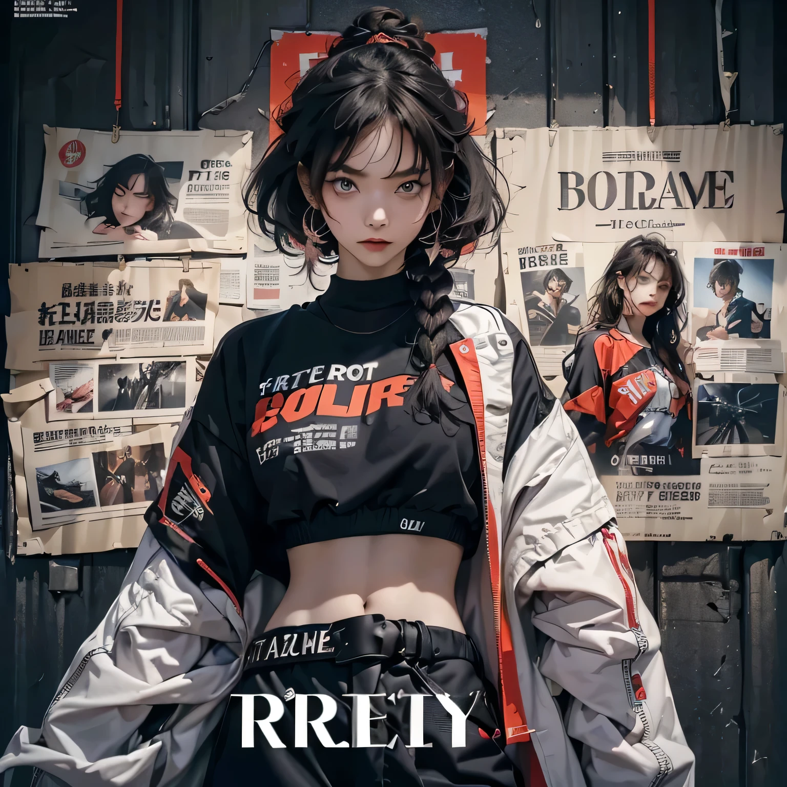 ((((dramatic))), (((gritty))), (((intense))) film poster featuring a young woman as the central character. She stands confidently in the center of the poster, wearing a stylish and edgy outfit, with a determined expression on her face. The background is dark and gritty, with a sense of danger and intensity. The text is bold and attention-grabbing, with a catchy tagline that adds to the overall feeling of drama and excitement. The color palette is mainly dark with splashes of vibrant colors, giving the poster a dynamic and visually striking appearance,tachi-e
(magazine:1.3), (cover-style:1.3), fashionable, woman, vibrant, outfit, posing, front, colorful, dynamic, background, elements, confident, expression, holding, statement, accessory, majestic, coiled, around, touch, scene, text, cover, bold, attention-grabbing, title, stylish, font, catchy, headline, larger, striking, modern, trendy, focus, fashion,