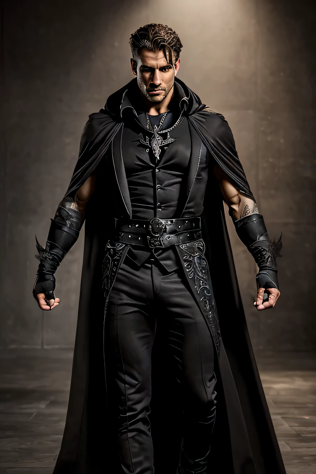 (realistic, masterpiece, best quality, cinematic lighting, natural shadow, highest detail, professional photography, detailed background, depth of field, insane details, intricate, aesthetic, detailed face, subsurface scattering, realistic hair, realistic eyes, muscular, masculine, large pectorals, (shiny skin:1), (sweat:0.5), photo of a handsome man, crowmancer, crow, bird, gothic wizard robe, gloves,
highres, realistic, professional, ultra-detailed), muscular man in his forties, nude, detailed facial features, strong and defined muscles, natural and confident pose, toned and tanned skin, sculpted abs and arms, veins popping, sweat glistening, perfect lighting, studio setting, chiaroscuro effect, intense eye gaze, masculine and powerful presence, contrasting background, minimalistic composition, monochromatic color scheme, sensual and artistic portrayal.