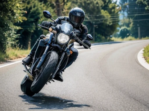 Scene of a motorcycle doing a wheelie:1.3