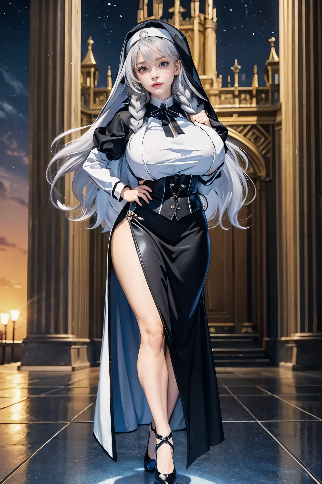 masterpiece, 4k, highresolution, highquality, silver hair, silver eyes