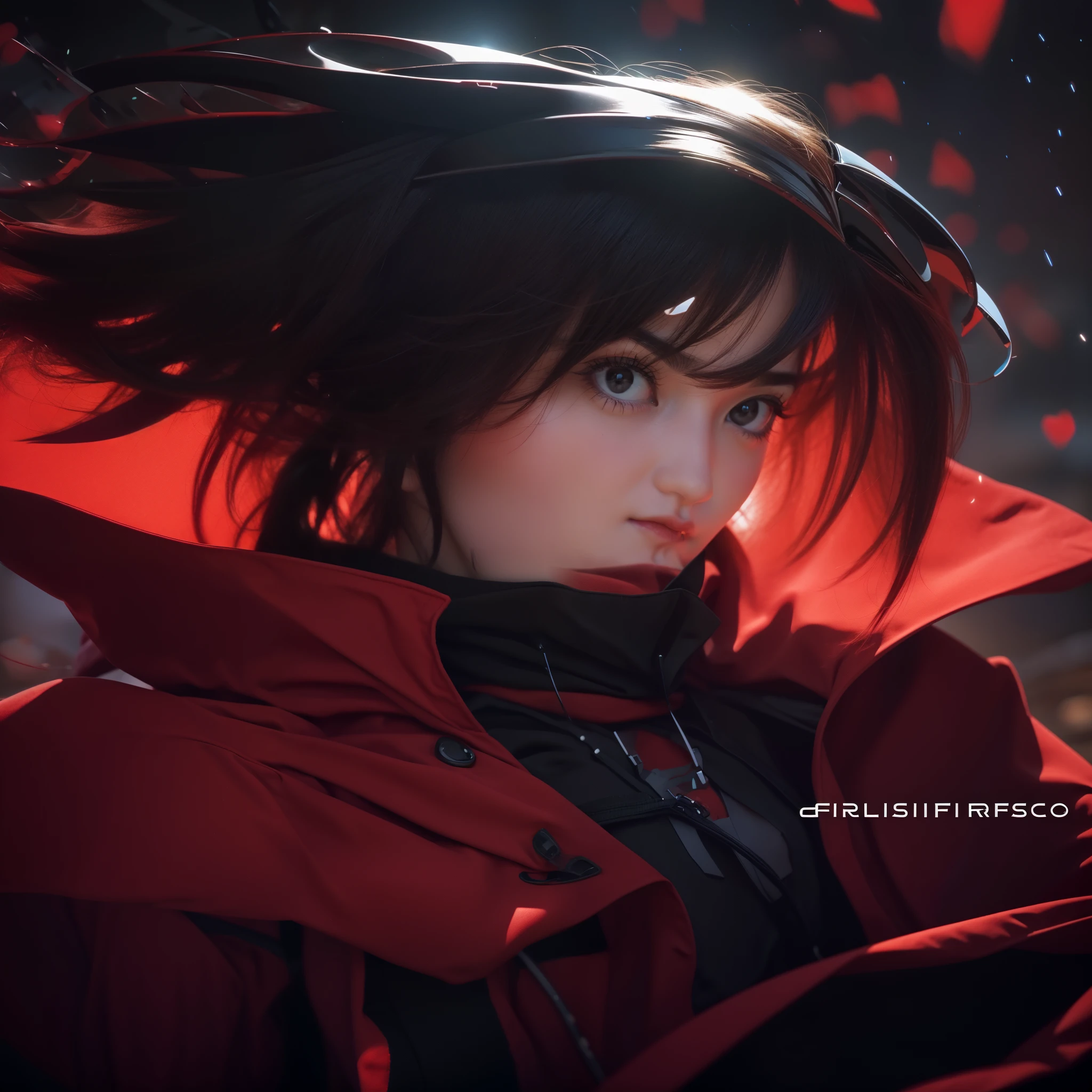 a close up of a person with a red realistik