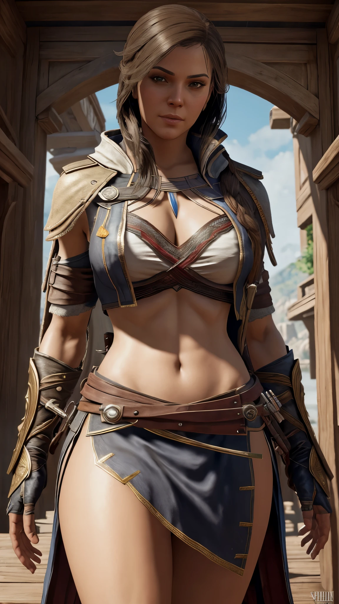 Very nsfw, extremely detailed Kassandra Assassin's Creed Universe sexy pose, revealing clothing, 