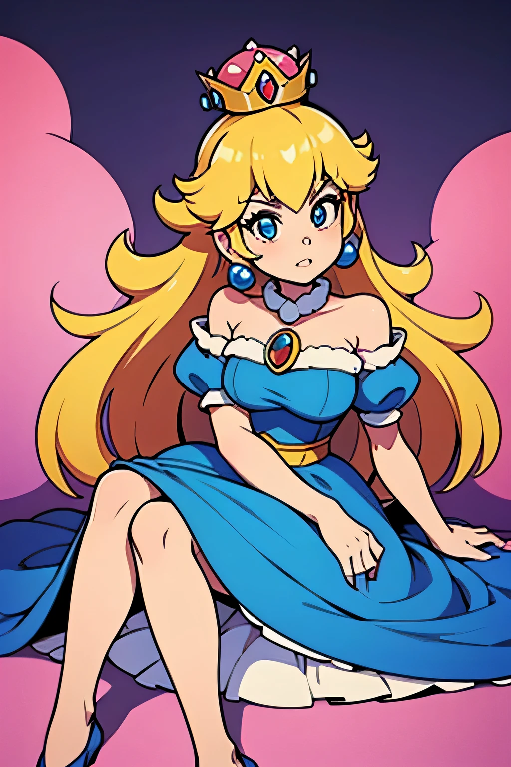 Princess of Mario sits full body