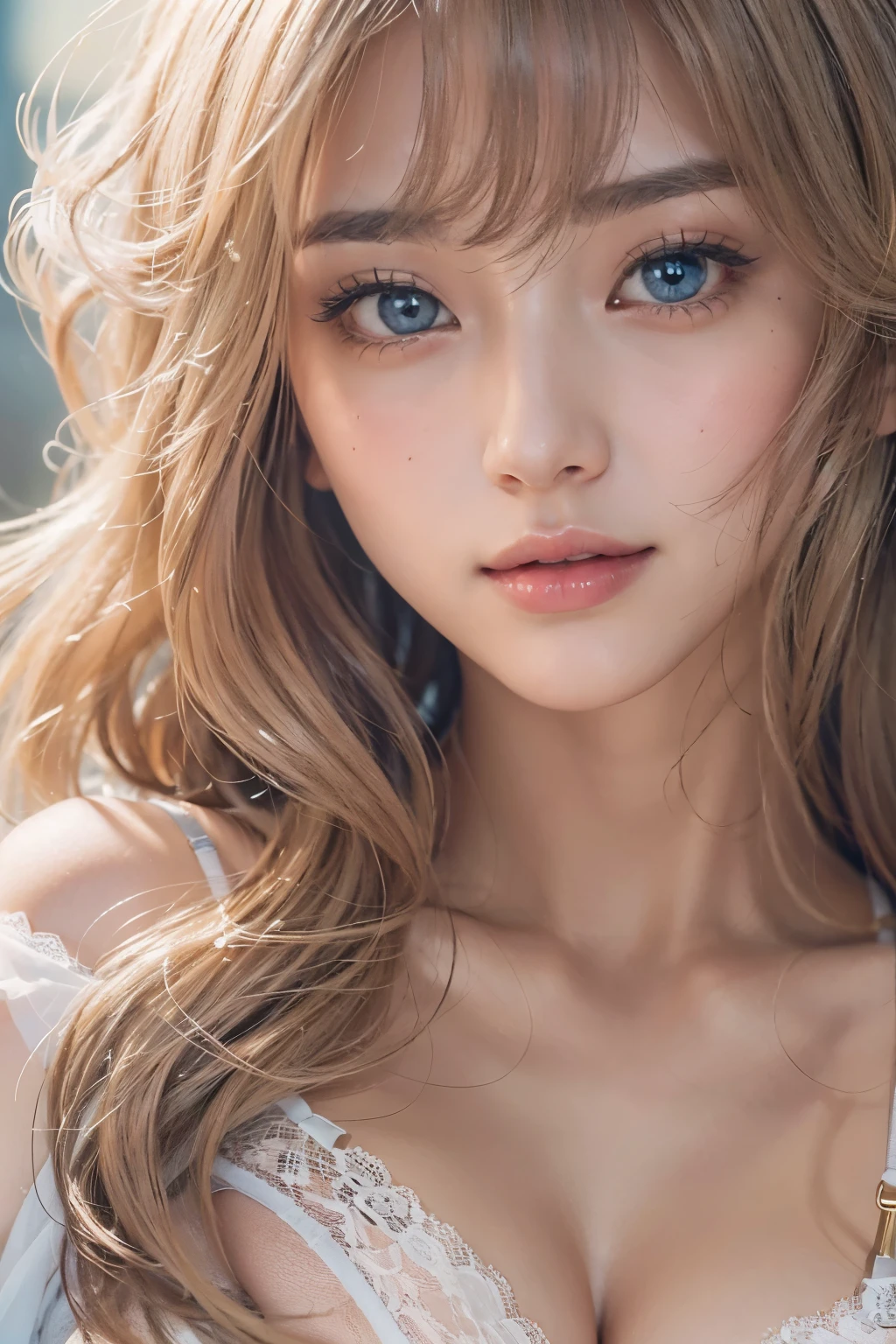 Super detailed complex 3D rendering of face, (big breasts: 8.8), (masterpiece, top quality, octane rendering,), glamour shots full body image, very beautiful young elf, cleavage, (very detailed skin: 1.2), (exposure: 1.1), cute woman getting naked. ((wearing a plummeting open shirt of white silk: 1.9, 40k, (((very soft breasts)), ((conspicuous large pink areola)). Beautiful Caucasian woman with black skin with full soft breasts and black skin of big ass, one, long braided hair, big breasts, dynamic angle, mystical expression, ultra-realistic photo, (((portrait)))), bare feet, futuristic city background, facial muscles, detailed and beautiful gold crown, in the style of Marvel Comics, ArtStation trends, clear focus, studio photography, intricate detail, highly detailed, detailed blue eyes, very detailed, sharp focus, digital rendering, professional, abs, dark grey background, ((blonde)), crotch, bare feet,