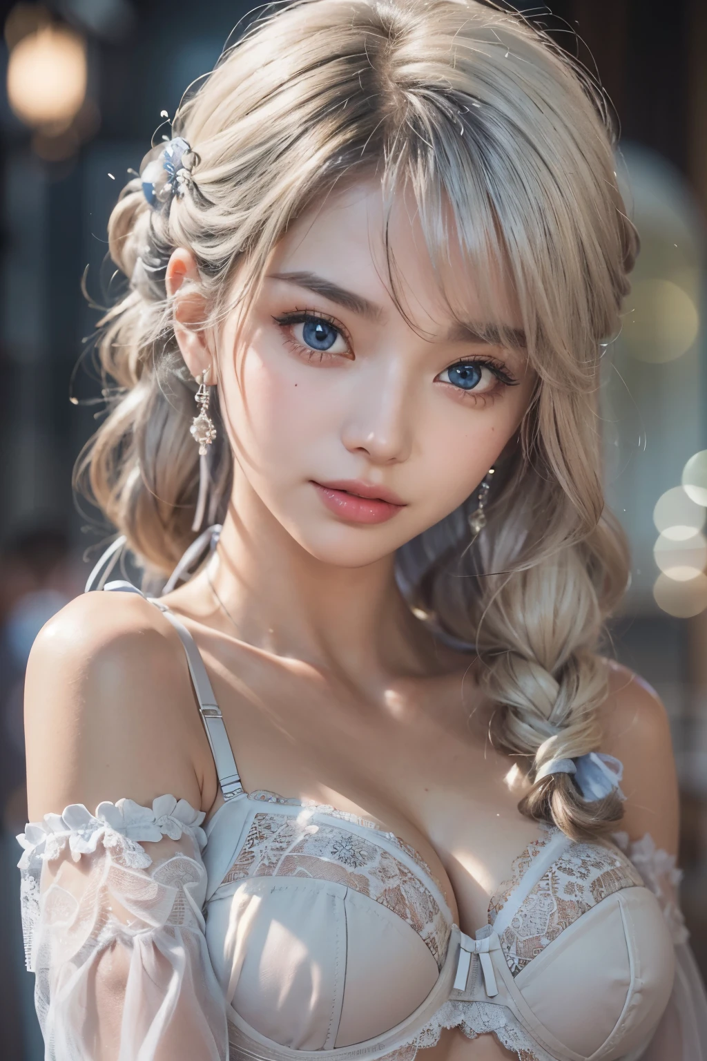 1woman, (Ultra realistic, high res), (highly detailed eyes, highly detailed hair, highly detailed face, highly detailed plump lips), (off shoulder with open breasts), breasts, upper body, caute smile, (best quality:1.4), Raw photo, (realistic, photo-realistic:1.37), professional photography, cinematic light, (fine face: 1.2),fashion model 20 years old, cute, [[[[pure eyes]]]], [[[[closeup]]]], [[[[chest]]]], [[[[neck]]]], [[[[shoulders]]]], perfect eyes, perfect iris, perfect lips, perfect teeth, perfect skin, soft front light, glow, HDR, (muted colors:1.2), Retrato da mulher、white skin、((cabelo Castanho ondas suaves)) Best Blanco Romantico、8k resolution、Frente Illuminada、American girl portrait、solo、20-year-old、beautiful face、Upper body、medium side cut、Beautiful silver hair、beautiful little face woman, solo,　black theme,　look at the audience,one woman, It&#39;s real, Wolfsan-6500-V1.3, anime、anime style、beautiful diamond eyes、20 year old american girl、braided hair、swimsuit、portrait beautiful detailed woman, very detailedな青い顔, Reality, beautiful narrow blue eyes, huge file size, Super detailed, High resolution, very detailed, highest quality, masterpiece, An illustration, very detailed, ticker, Unite, 8K painting wallpaper, fine, fine details, masterpiece, highest quality, Hvery detailed ticker uniform 8K wallpaper, face light movie lighting、cute blouse, dark background, oil, masterpiece, diffused soft film lighting, Portrait, highest quality (perfect face:1.4),stunning girl pictures,(8K and、photorealistic:1.25) 、(lip gloss、eyelashes、shiny face、shiny skin、highest quality、超High resolution、Depth of the bounds written、chromatic aberration、caustic road lighting、natural shading、sexy 1girl, Extremely cute, Amazing face and eyes, (Beautiful lovely smile), (extremely detailed beautiful face), bright and shiny lips, (cute bikini:1.3), (very elaborate lace bra:1.5), smooth skin, super beautiful, attractive, (Best Quality:1.4), (hyper quality), (Ultra-detailed), (hyper-realistic, Photore
