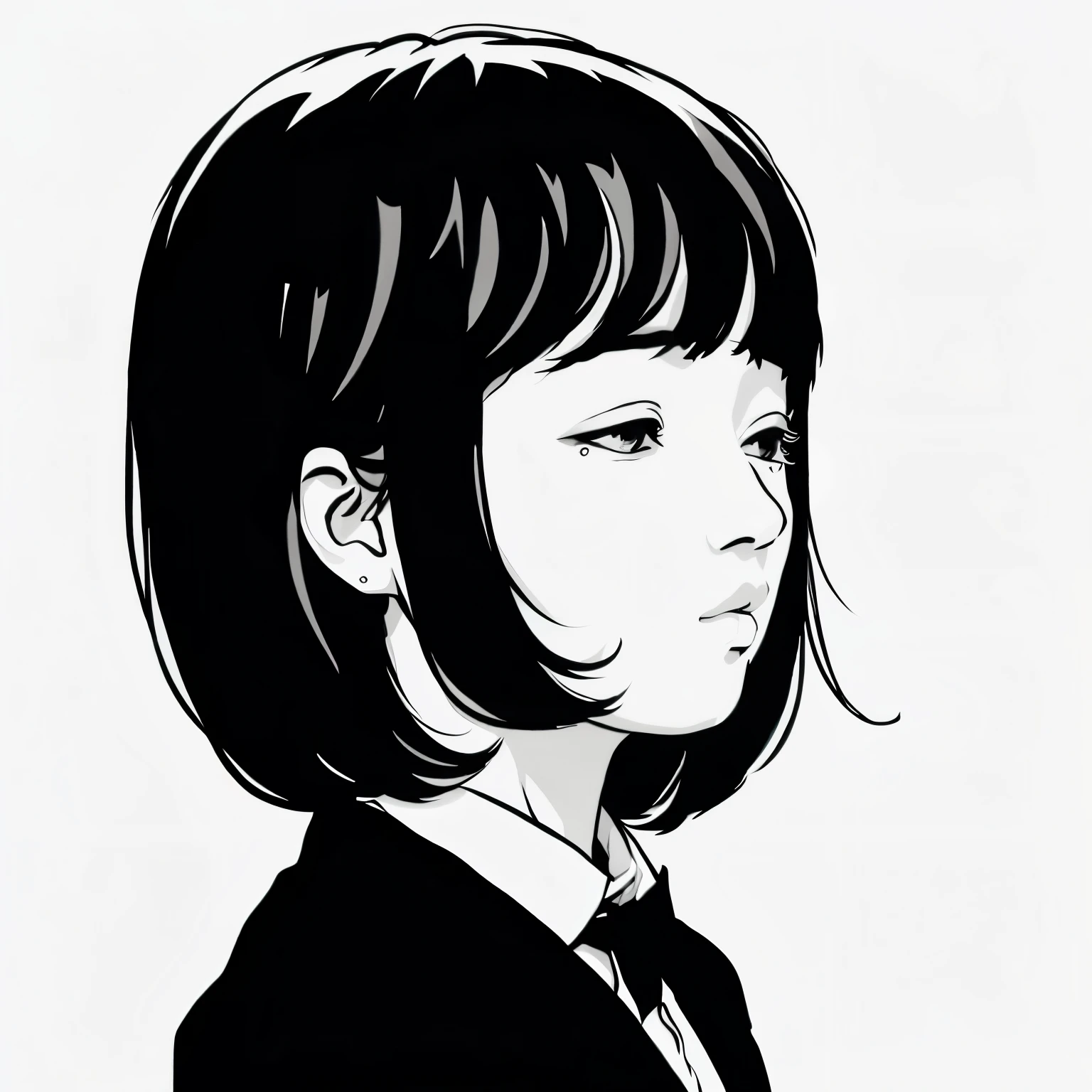 Minimalist line drawing，Line drawings，head portrait，Pencil drawing cartoon on black and white background，Focus on the head，gentleman