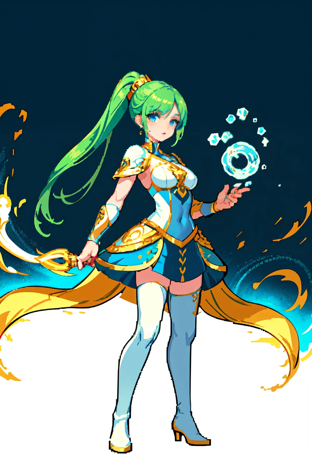 (obra de arte, maximum quality, Melhor qualidade), pixel,arte de pixel,female mage conjuring a magical bubble attack against the enemy, bubbles hovering around her, bubbles popping,(high,artwork:1.2),Ultra-detailed,realistic:1.37,HDR,studio lighting,vivid colors,sharp focus ,Physically based rendering, extreme detail representation, professional, female character, blue eyes, green hair, (((red clothes))), side ponytail, golden triangular earrings, White cape covering the bust, Long white boots, A magical, gentle, detailed, 8k, high quality, Dynamic light effects, Medieval context
