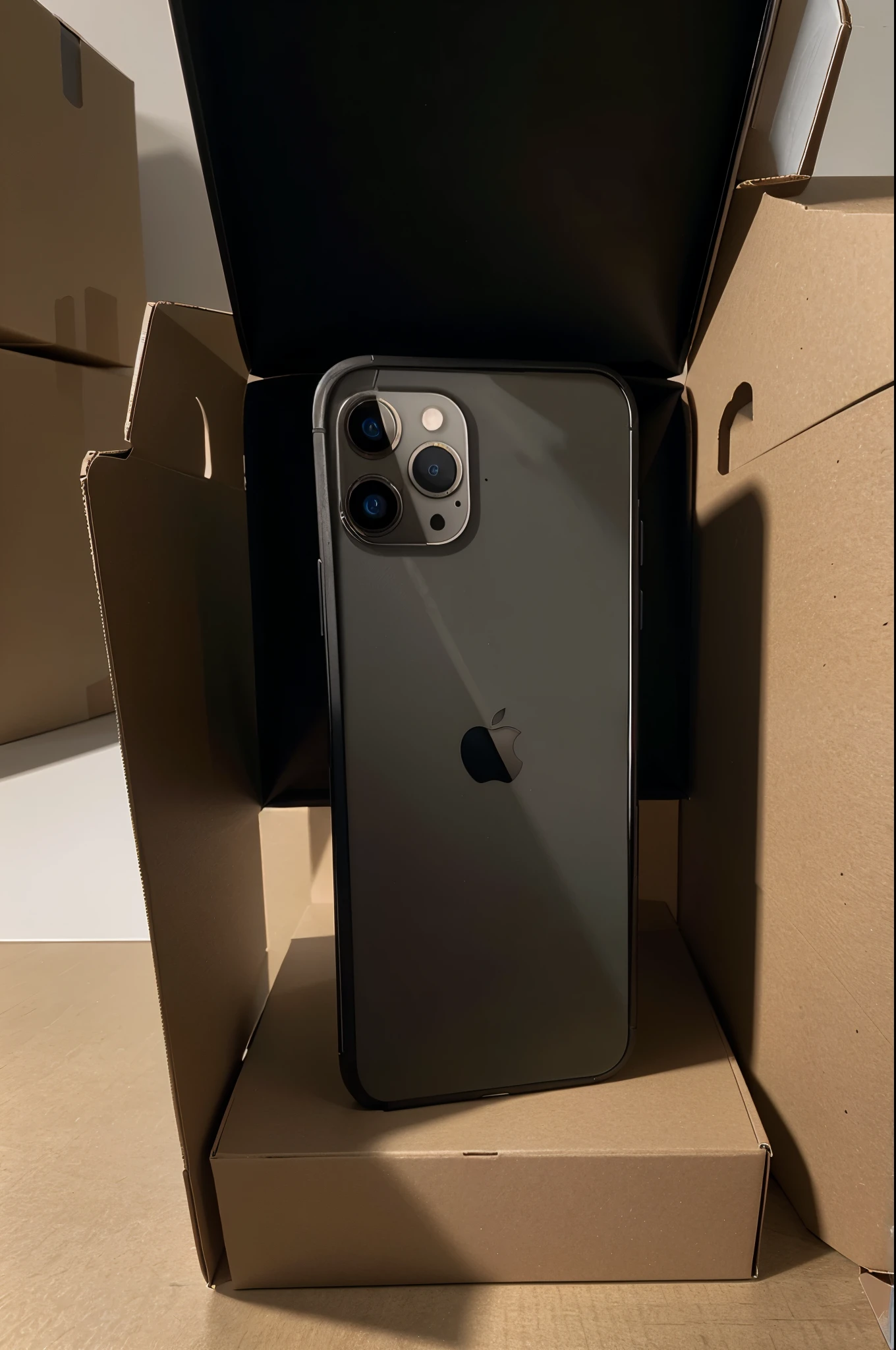 A picture of the iPhone 15 Pro mobile phone inside its box and outside of the Amazon box