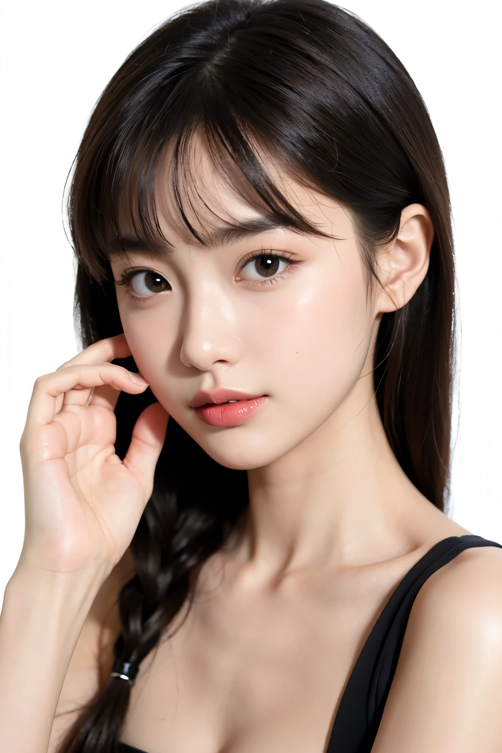 1girl,face,white background,