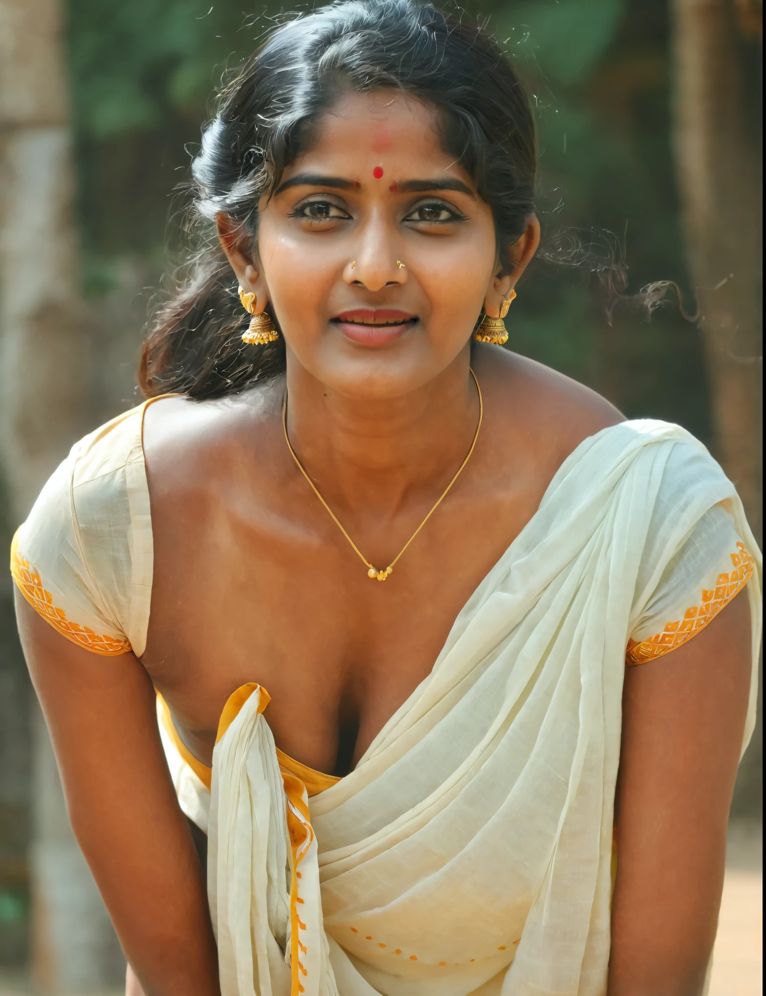 A south Indian women bending 