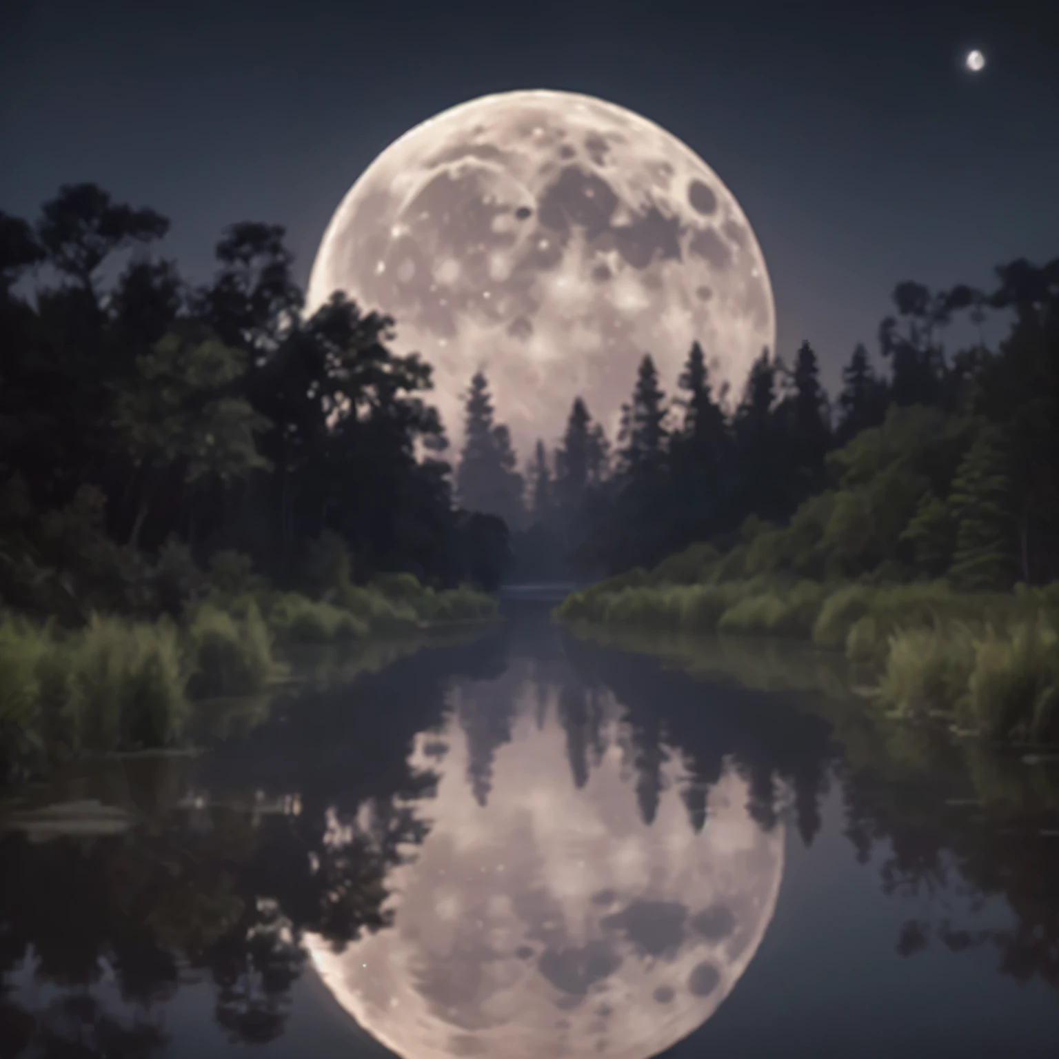 arafed view of a full moon rising over a lake with trees, reflection of the moon, big moon above the water, full moon, the moon reflects in the water, moon landscape, forest and moon, moon reflecting on the water, the glow of the moonlight, beautiful moonlight, giant moon, big moon, full big moon, the moon, fullmoon