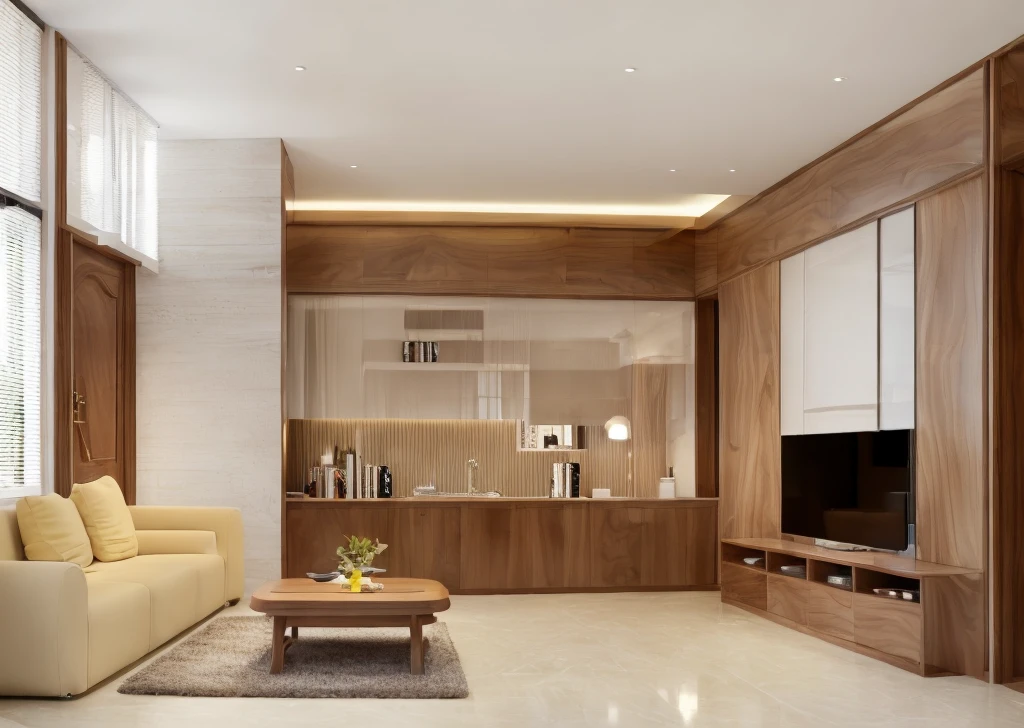 (masterpiece, best quality:1.2), minimalism funiture made from walnut, morden interior design, feel minimalism, high-end