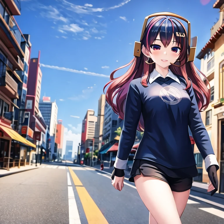 (masterpiece, best quality:1.2), 1girl, solo, city background, walking, ((darthrael))