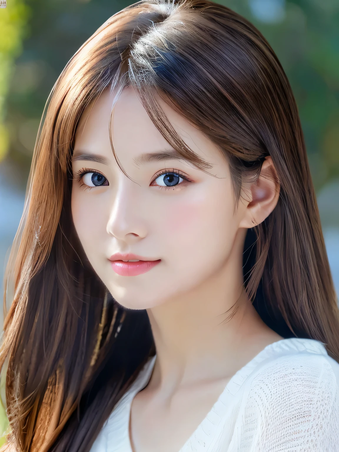 (((32k,high details,high detail、masterpiece,attention to detail,alone))),Raw photo & realistic atmosphere,beautiful dark blue eyes,detailed mouth,glossy lips,thin eyebrows,fine eyes、Soft white skin that shines in every detail、sheの深い黒色の目はとても美しいです,lip details、very beautiful face,very well-shaped face、lifelike face,shining beautiful lips,beautiful eyebrows,infinite reality, Realistic 若手idol sculpture,she'she'she'she'she'she'she'very cute woman , idol sculpture, 若手idol sculpture, とても美しくてかわいい22 year old beauty,incredibly beautiful and classy,22 year old beauty,natural soft light,(shiny hair,,Beautiful and kind eyes:1.5),gentle smile,well-shaped chest,medium long hair,tie hair,beautiful posture,no makeup,think ahead,whole body,Ocean,