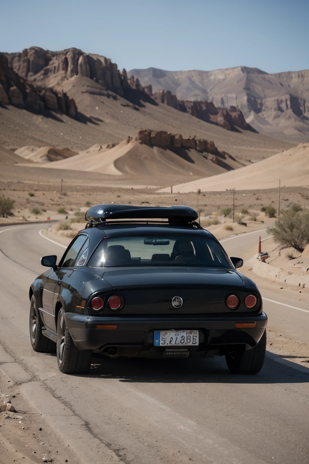 auto futurista en carretera del desierto calidad 4k
