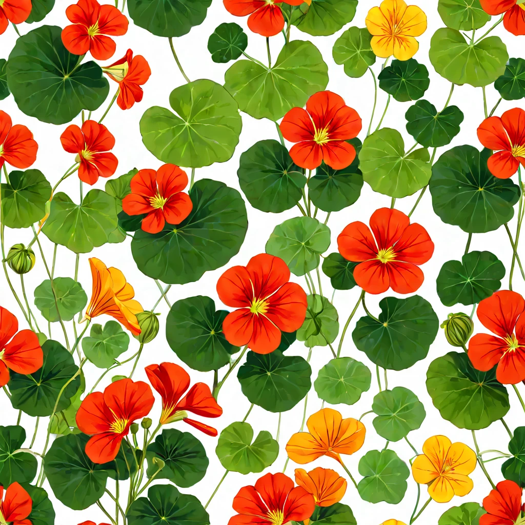 Nasturtium plant on white background