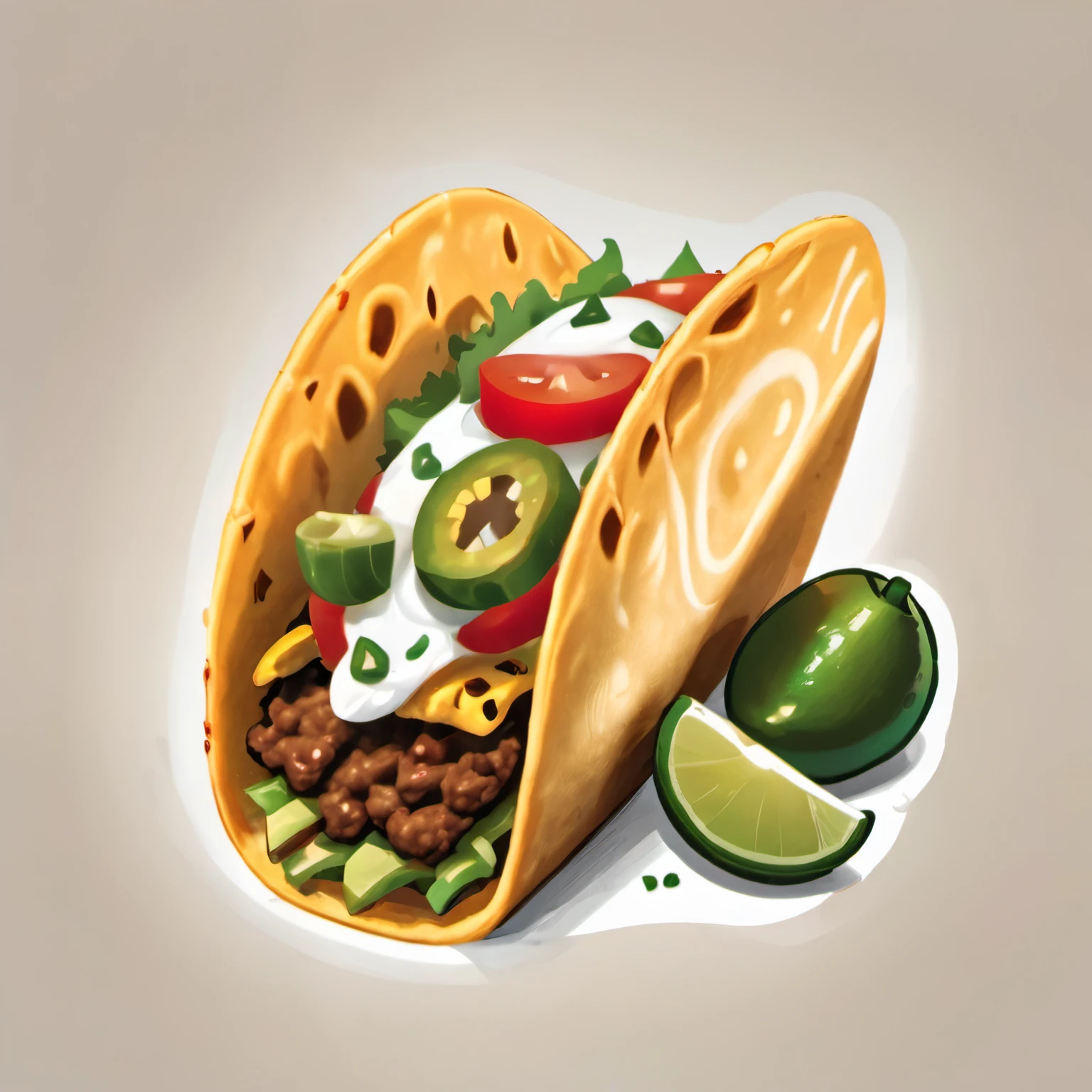 An illustration or drawing of a taco for a sales advertising poster for a taqueria called San Marcos.