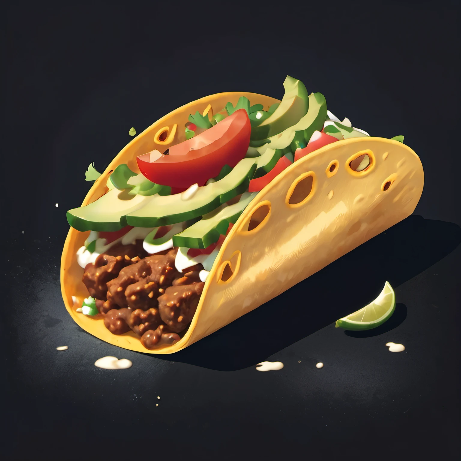 An illustration or drawing of a taco for a sales advertising poster for a taqueria called San Marcos.