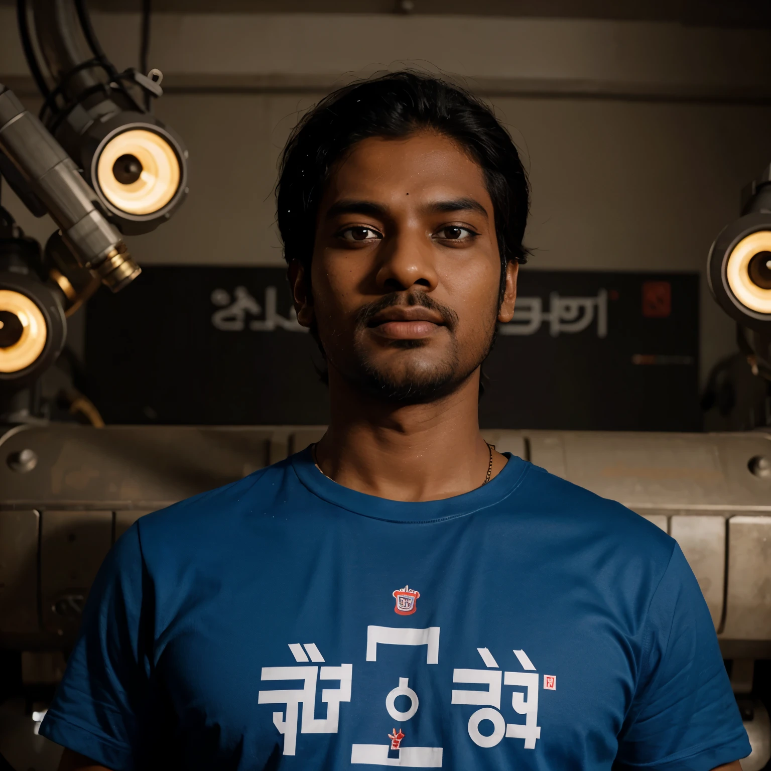 Robotic head with tamil texts tshirt design