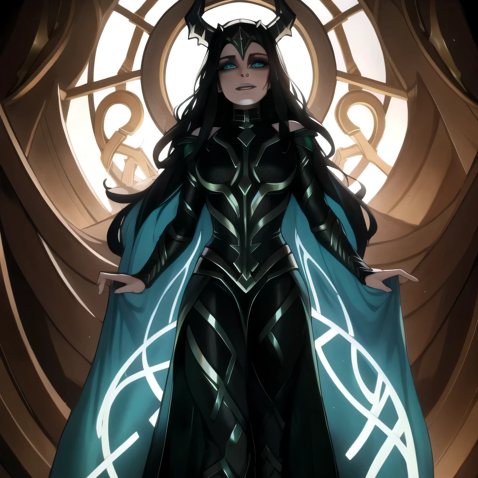 Arte de qualidade , Todo, the goddess of the kingdom of the dead in all her glory with her exercise in Asgard, 