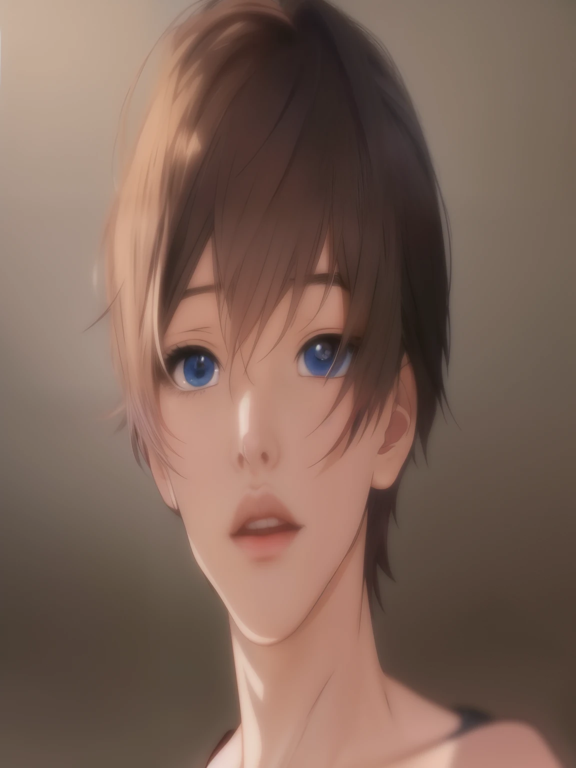 Chica anime con ojos azules y pelo corto., chico anime alto con ojos azules, pintado en estudio de pintor anime, obra de arte al estilo de guweiz, hecho con estudio de pintor anime, guweiz, anime semi realista, joven animado, chico animado, anime semirealista, cara suave de anime detallada, estilo de realismo anime, estilo anime semi-realista, tipo