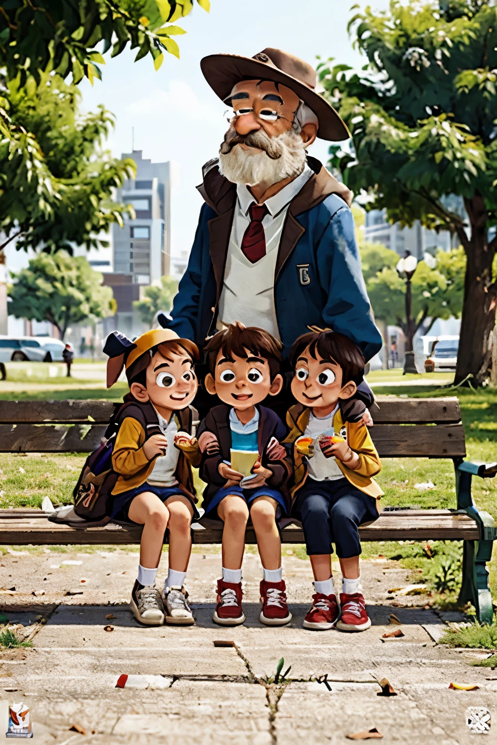 So cool, the class meets the teacher, suddenly the teacher asks them to take a walk in the park, when they arrive at the park, sitting on a bench, they see an old man with a colorful hat and warm clothes. The children ask, are you with cold and he says it&#39;s because of my age I&#39;m protected what you expense well what are you doing at school so that in the future in the census of a big homer&#39;s