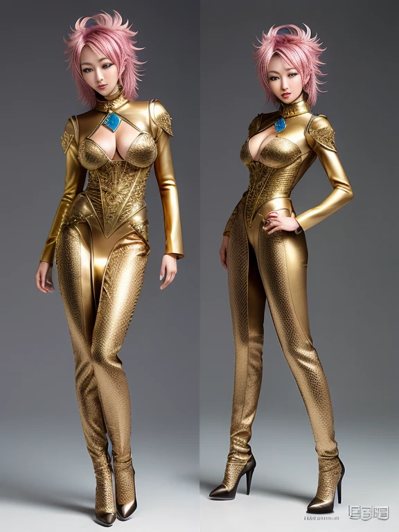 there is a drawing of a woman in a golden dress, thierry mugler, intricate costume design, style of hajime sorayama, costume design, inspired by hajime sorayama, costume design made with love, award winning costume design, hajime sorayama style, costume desig, hajime sorayama designed girl