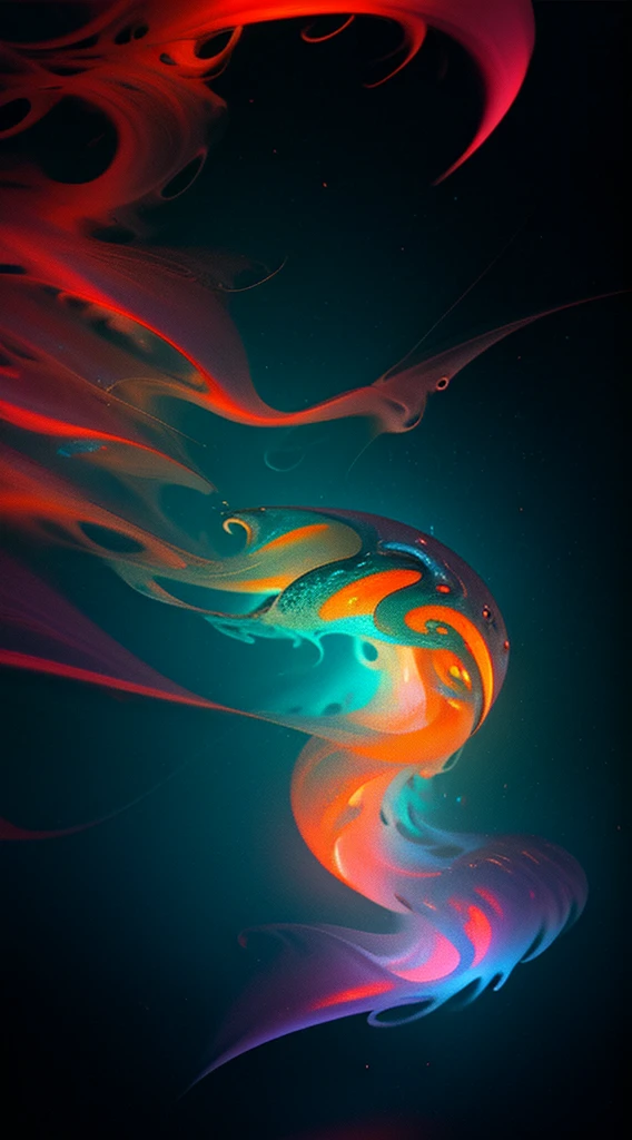 Ultra detailed photorealistic art masterpiece, creature portrait, mysterious beautiful deep sea jellyfish dolphin fusion, glowing tentacles, crab claws, sharp teeth , mixed animals, glowing bioluminescence pink purple glowing, natural movement pose, 1000m deep underwater , realistic reflection, deep sea animal, mixed with dark elements, dark environment, very dark night , abstract, ultra detailed atmospheric details, beautiful glowing effects , realistic, complex masterpiece, enhanced colors, ultra detailed realistic reflections, Ultra detailed complex background, underwater photography, spot light