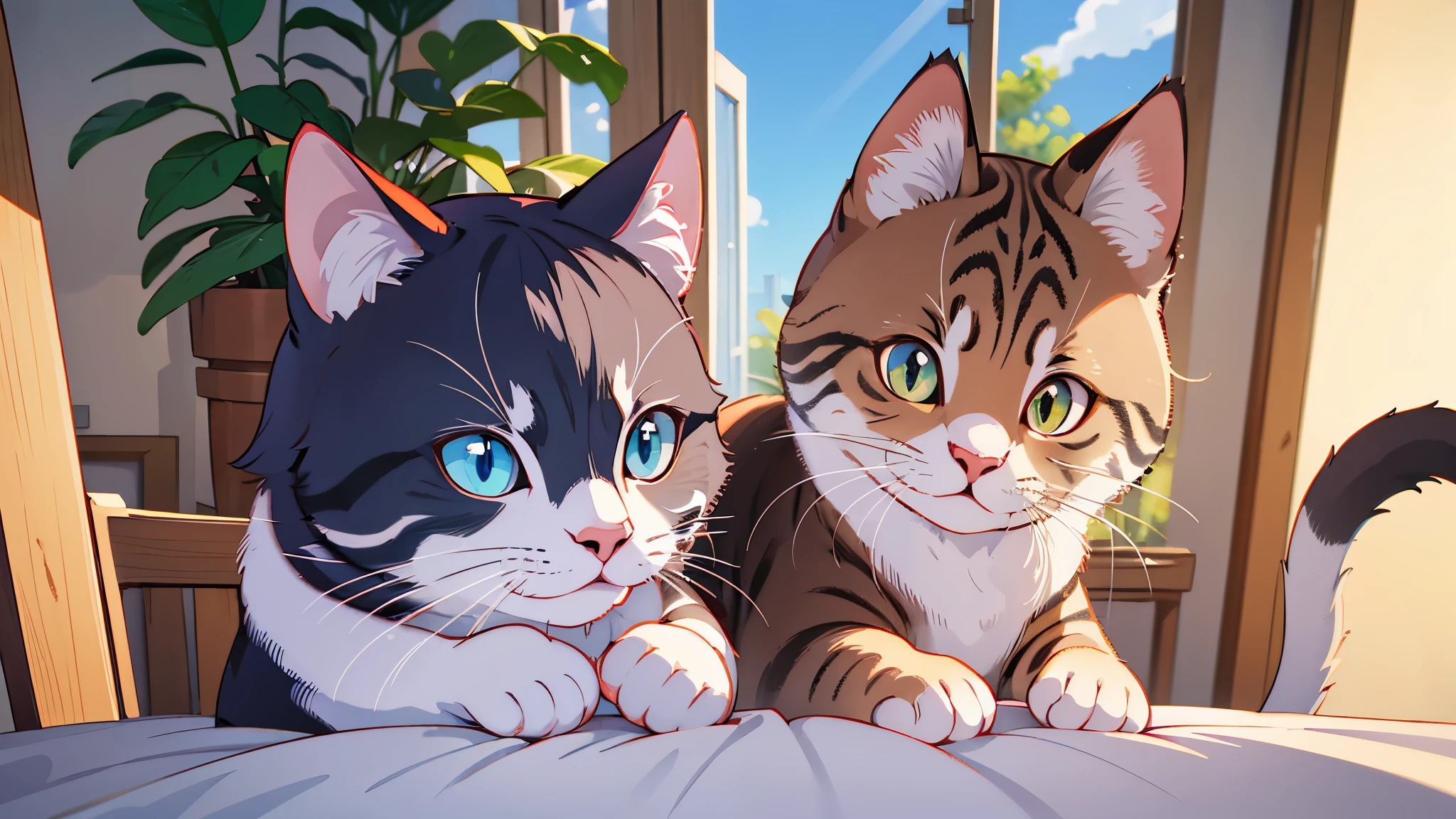 Melhor qualidade, obra de arte, ultra high resolution, (Fotorrealista:1.2), 1 cat, tri-color (olhos detalhados:1.2), 4K,