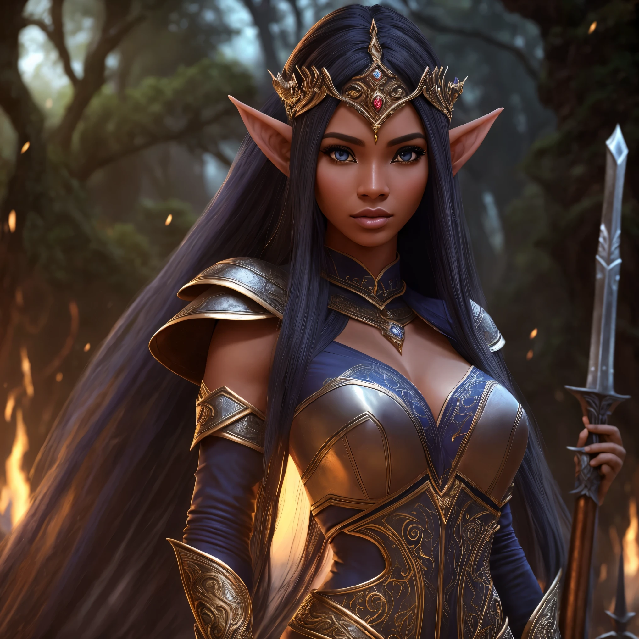 Lua elf woman, sexy, pele clara, Lua, noite, escuro, lindo, cabelo preto, olhos azuis, roupas brancas, brilho, hiperrealista, arte conceitual, medieval, epic, fantasia, princess, rainha, floresta, montanhas, 2.5d cgi