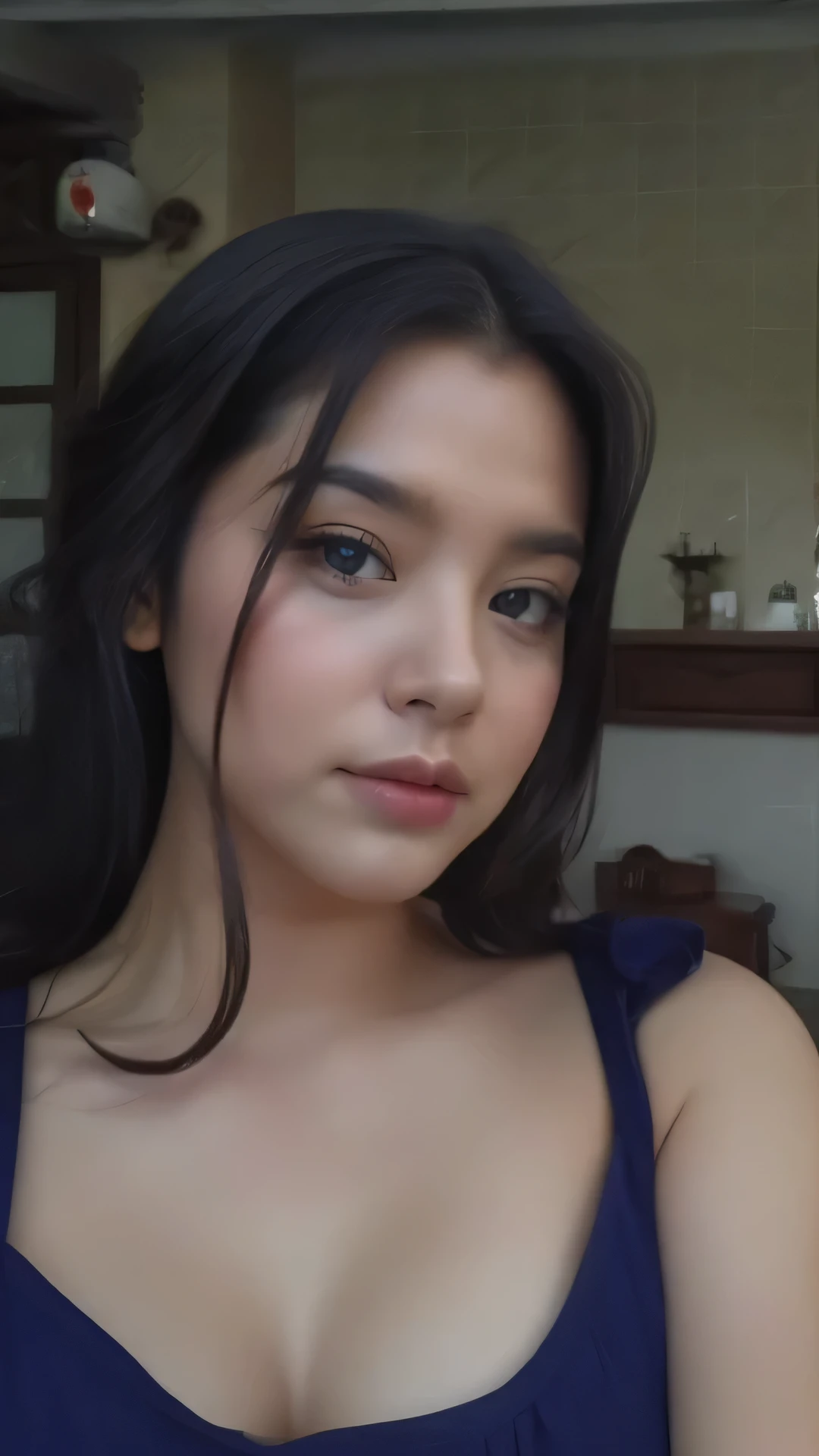 mulher arafada com vestido azul e batom vermelho posando para foto, 27 anos de idade, 18 anos de idade, 28 anos de idade, 22 anos de idade, a partir de 8k fosco, 29 anos, qualidade muito baixa, very qualidade muito baixa, 23 anos, 21 anos de idade, ayahausca