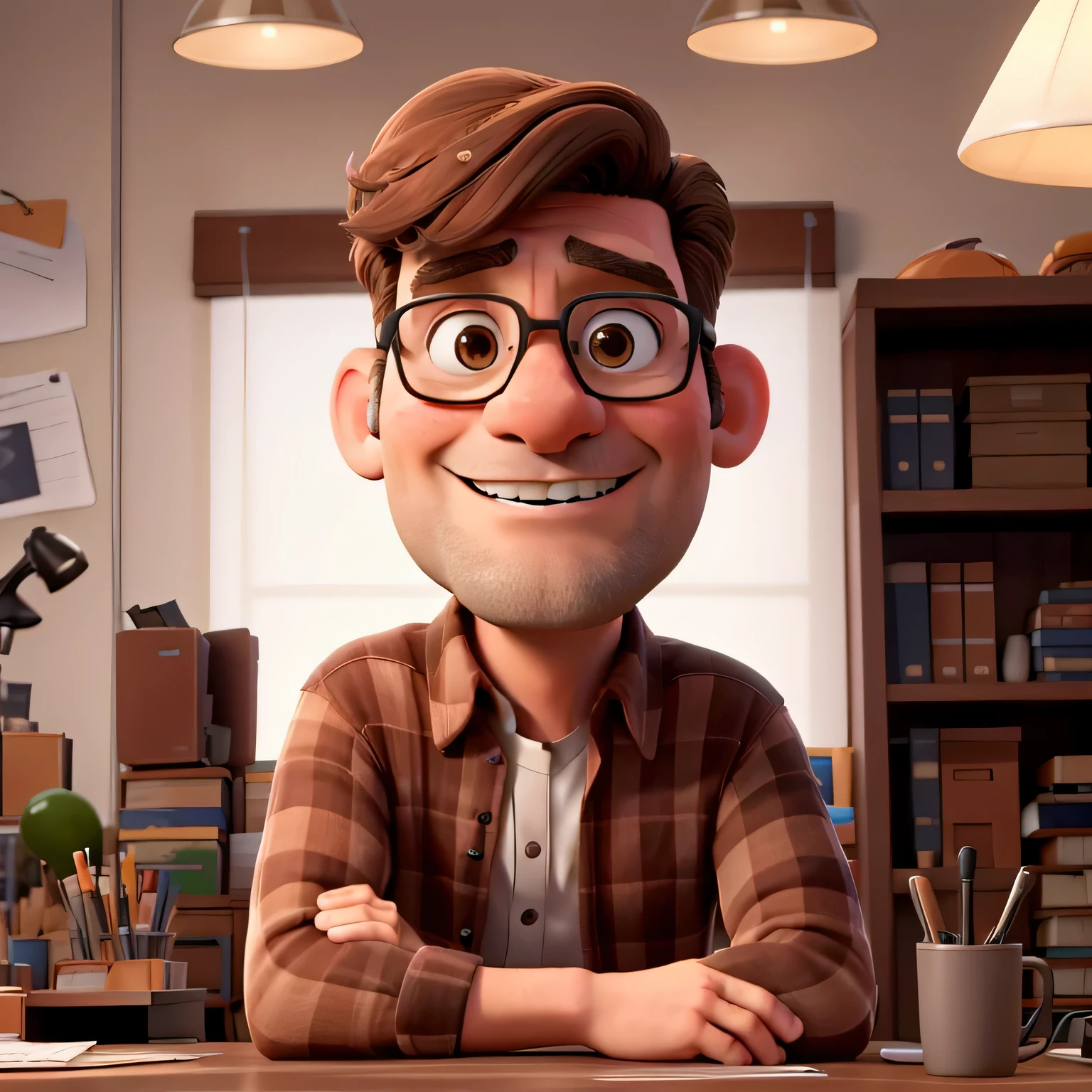 um homem de meia idade，Cabelo castanho，Individual，sitting in the office
