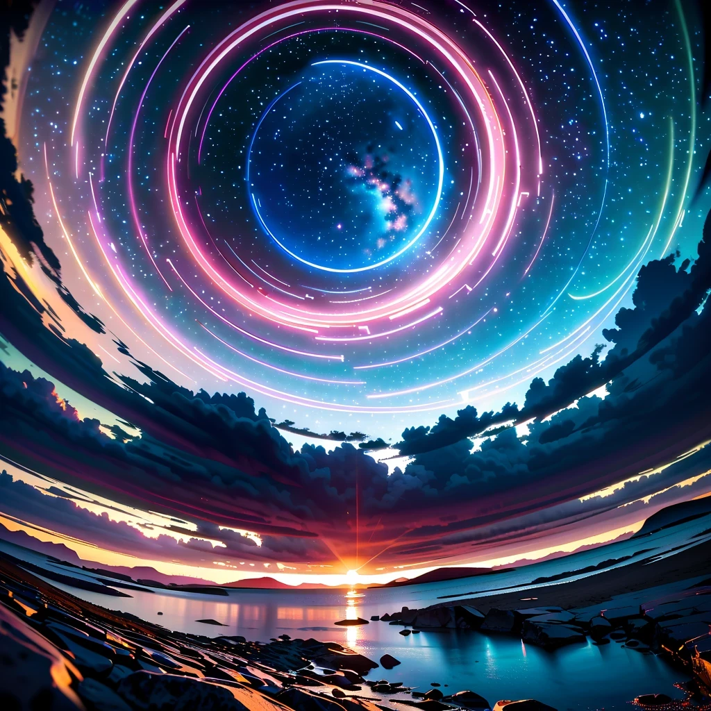 super wide angle/super wide angle，HD/High resolution，4K resolution，Natural light/natural lighting，realism/actual，Rich in details/Rich details，Light and shadow effects/Lighting effects，bright colors/bright colors，deep night sky/deep night sky，stars shine/stars twinkling，Milky Way/Milky Way，star trails/star trails，peaceful atmosphere/peaceful atmosphere，Natural landscape/Landscape photography，national geographic style/national geographic style，Photography Art/Photography Art，visually stunning/visual impact