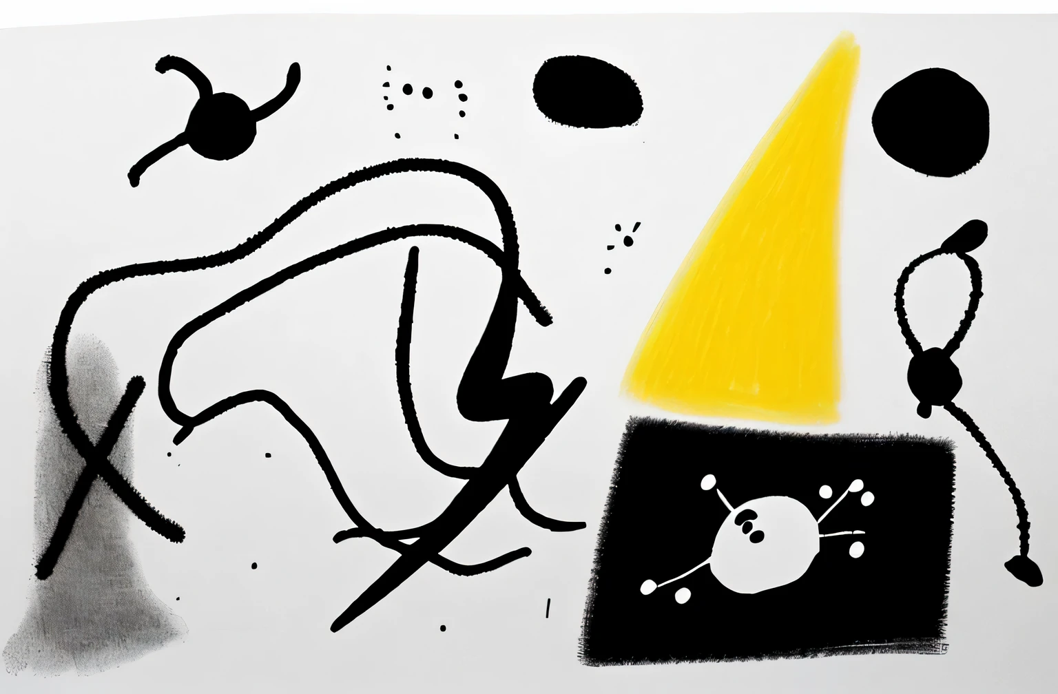 Miro style warm and cold black and white sketch,Rich in details