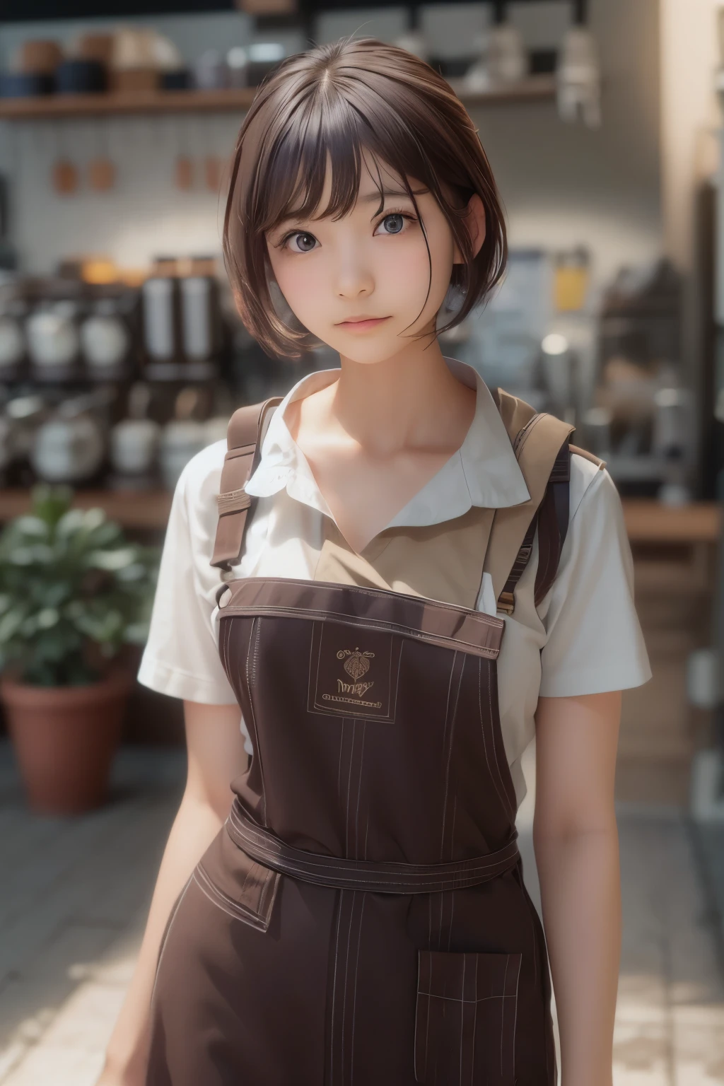 ((sfw: 1.4)),((detailed face)), ((sfw, barista uniform, extra short hair, sidelocks-hair, 1 Girl)), Ultra High Resolution, (Realistic: 1.4), RAW Photo, Best Quality, (Photorealistic Stick), Focus, Soft Light, ((15 years old)), ((Japanese)), (( (young face))), (surface), (depth of field), masterpiece, (realistic), woman, bangs, ((1 girl))
