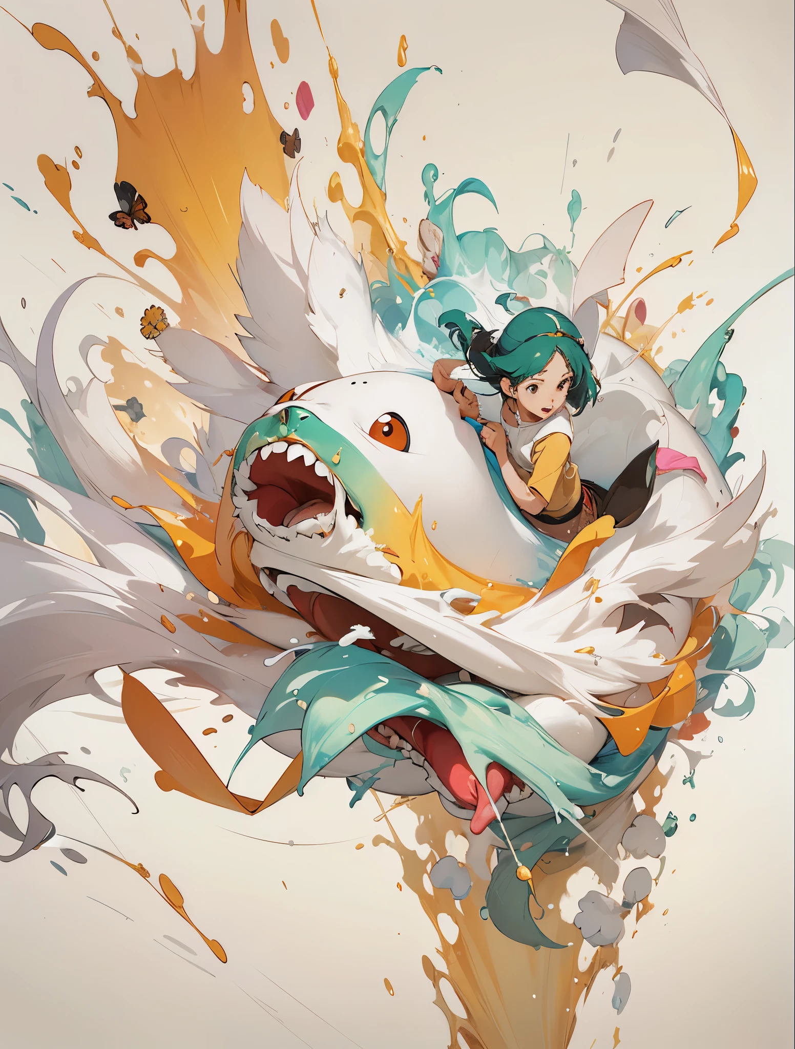 Bright and Colorful splash Art by studio ghibli