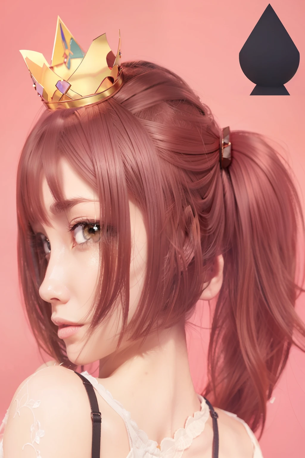 a close-up of a woman with a crown on her head, made with anime painter studio, obras de arte no estilo de guweiz, retrato realista kawaii, visual de anime de uma linda garota, Estilo de arte anime realista, estilo anime 3 d realista, estilo de arte de anime de alta qualidade, pixiv 3DCG, Arte suave em CG de anime, Lindo estilo de arte de anime