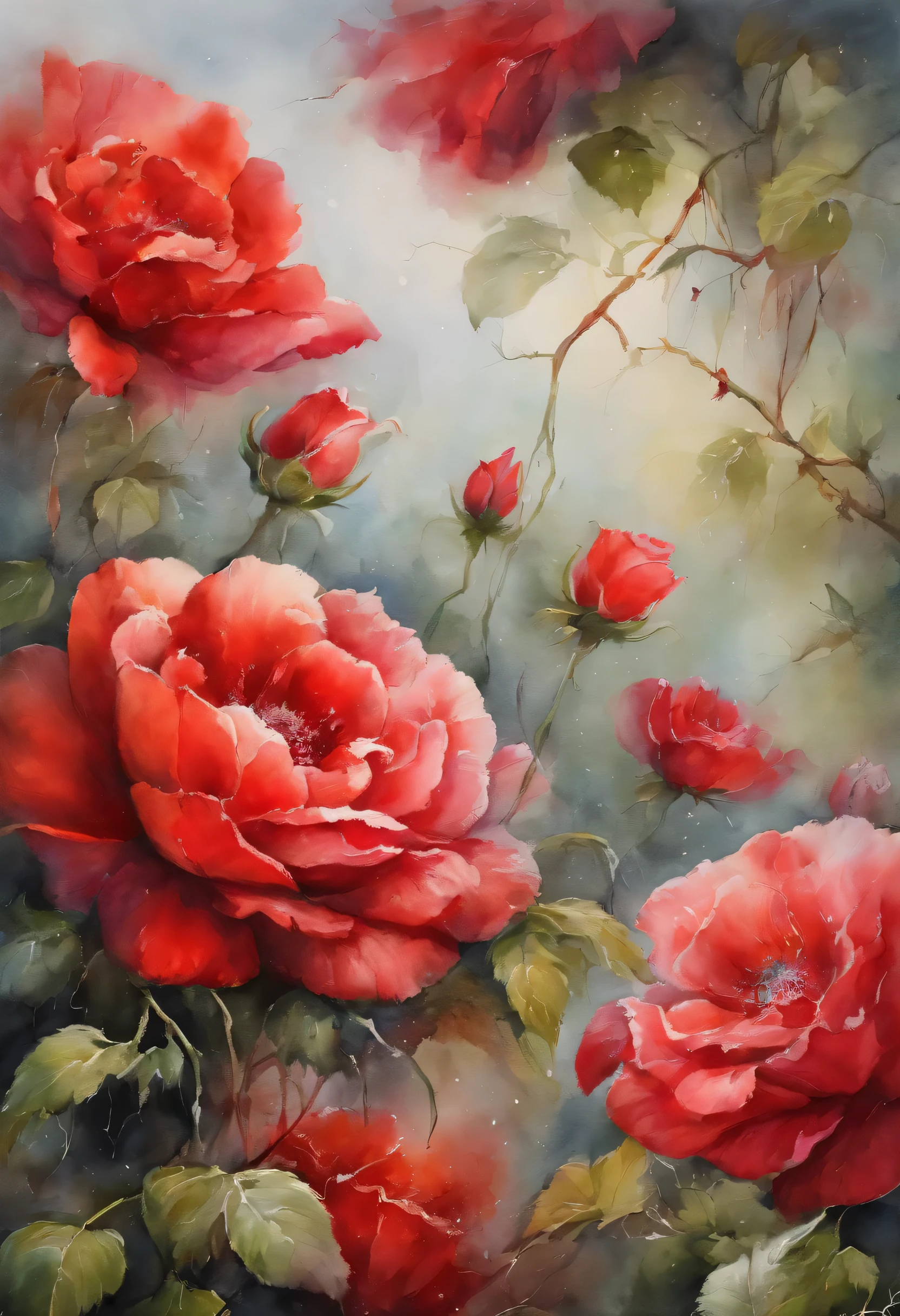 Incredible and spectacular scene, ((high quality)), ((detailed)), ((fantasy)), "red plasma, realist, best quality, 4K, Flores atrapadas en rosas rojas en la parte superior realist", Image Quality (3D rendering effect) , Exquisite details,