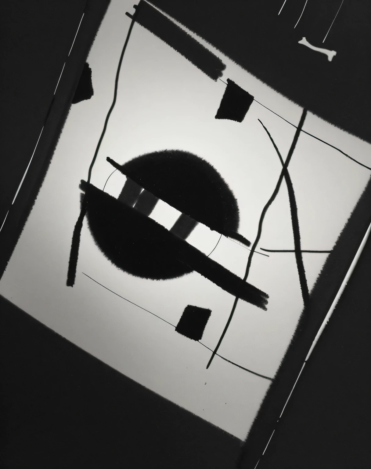 Reflect a warm feeling,Black and white monochrome sketch,Increase image detail,Keep it Kandinsky style