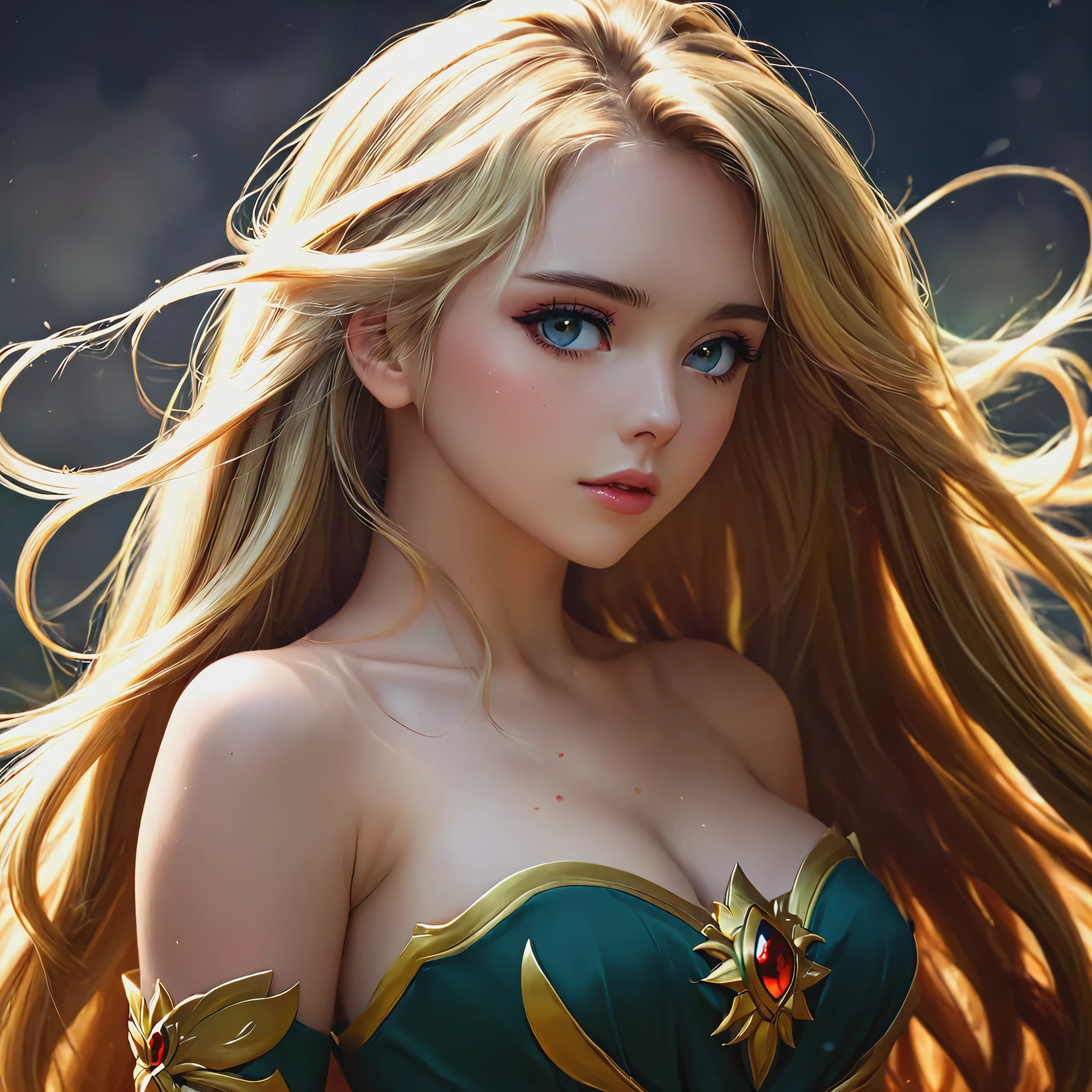 Blonde with long hair, anime