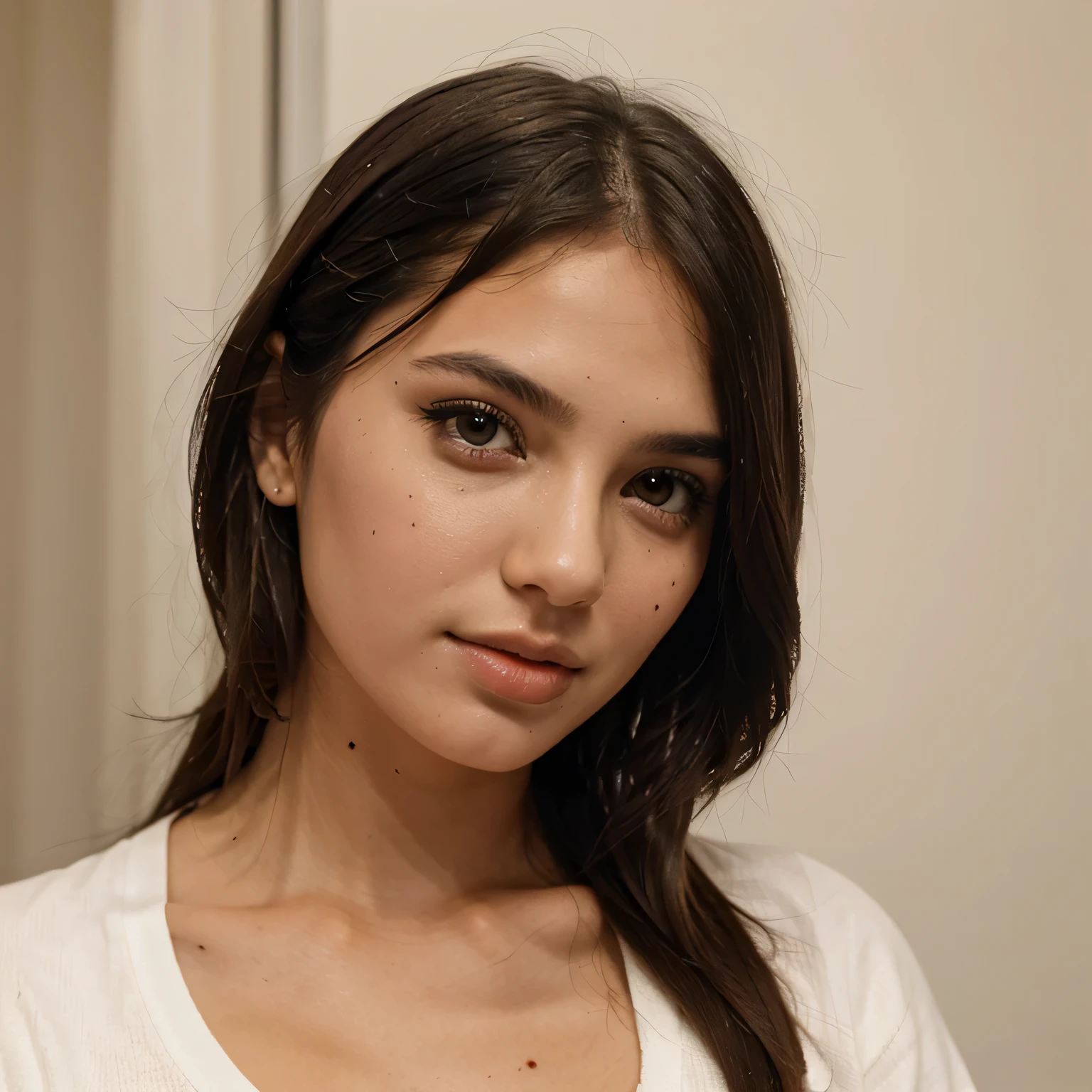 Hot girl with moles and beauty marks