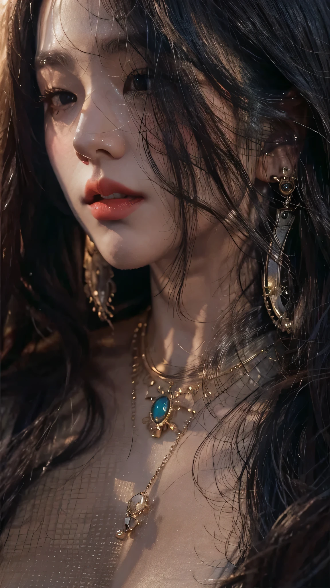 photorealistic, high resolution, soft light,1women, solo, hips up, (detailed face), street wear, tattoo, jewelry