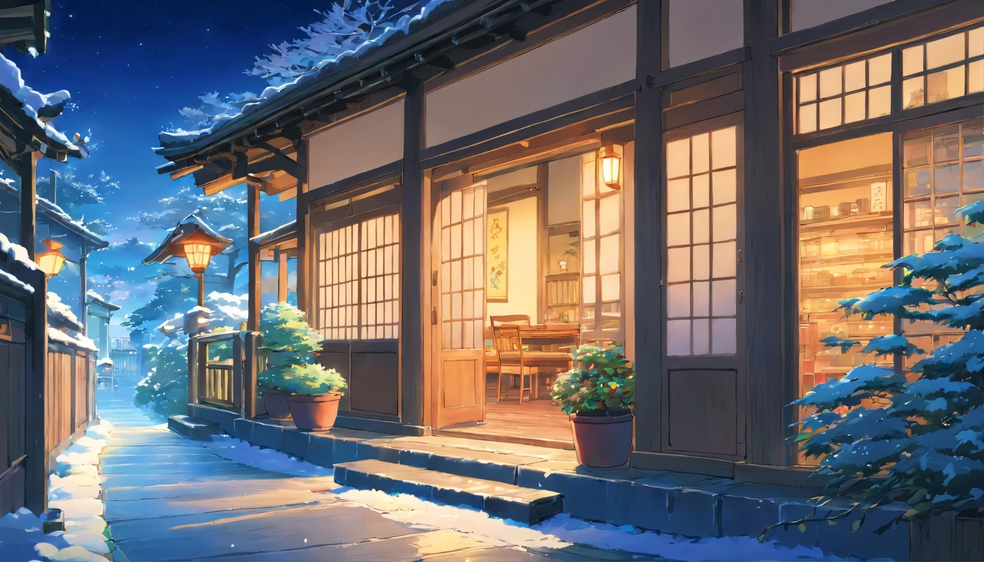 Japan veranda、night、winter