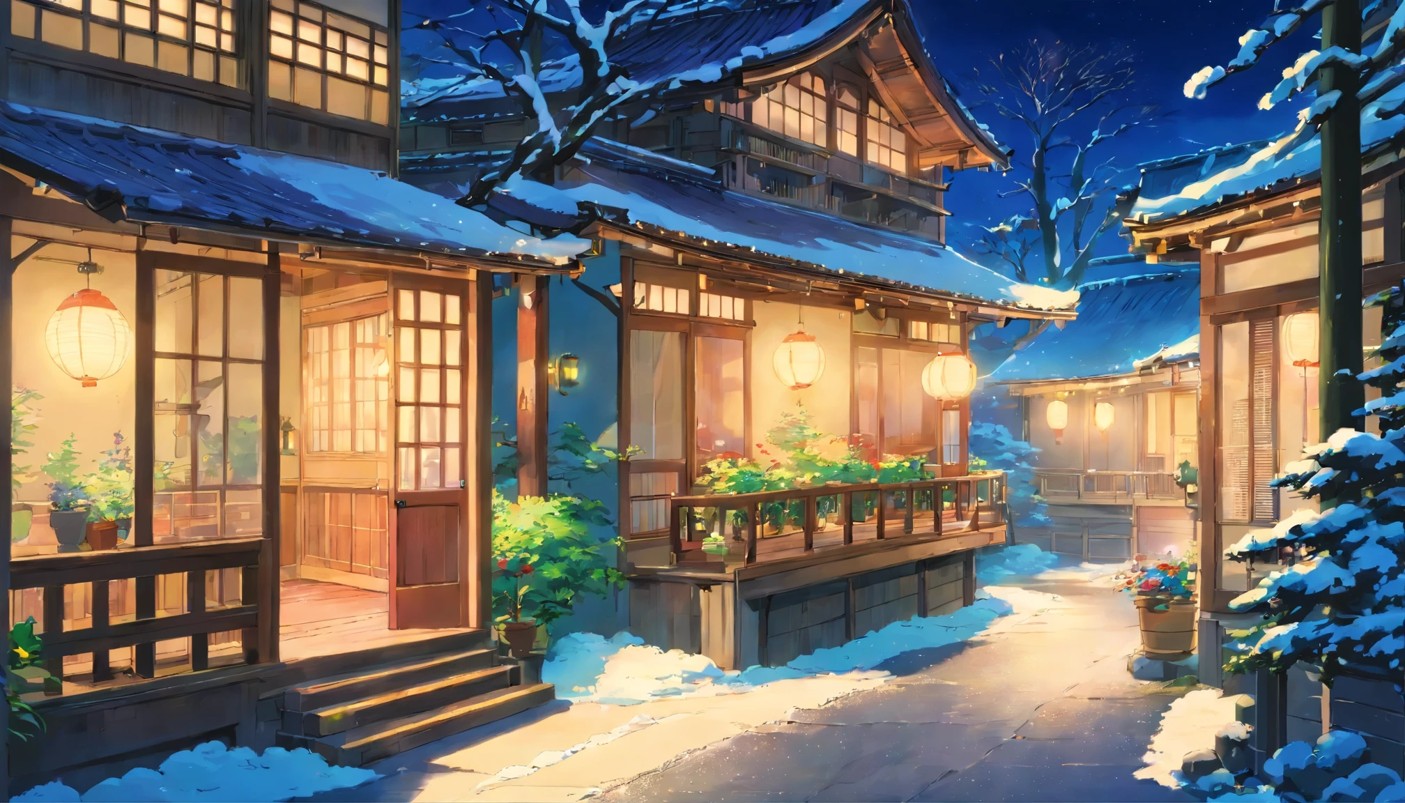 Japan veranda、night、winter
