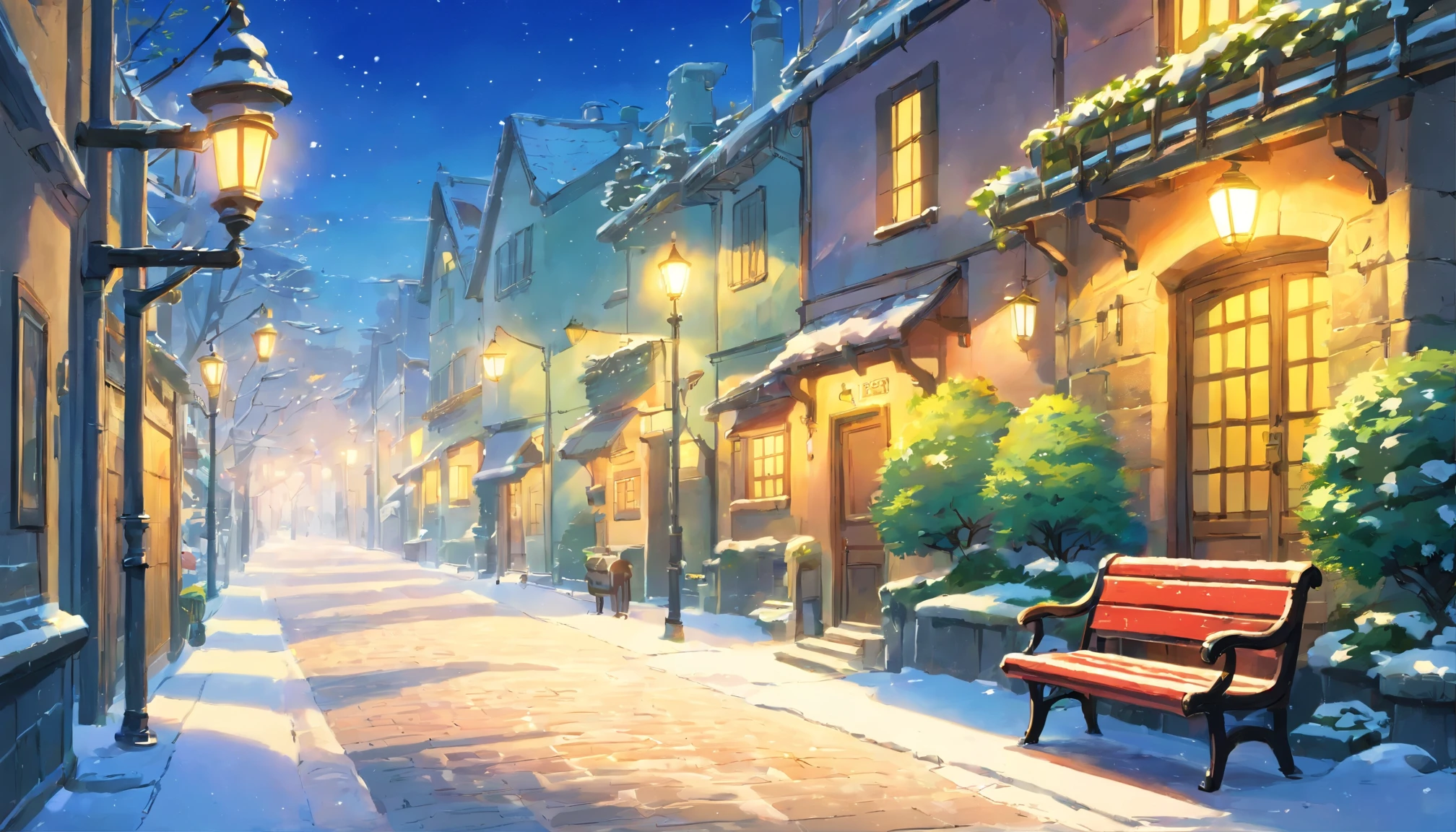 winter park、noon、bench、street light、bright