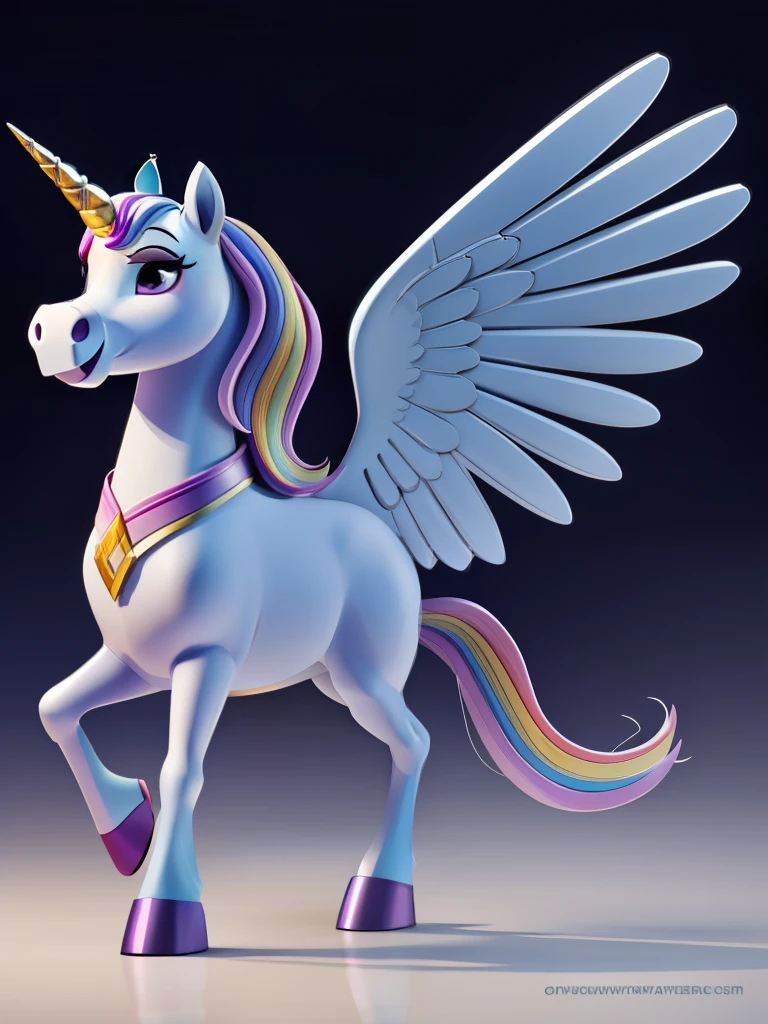 A unicorn has these wings,Disney Pixar style character, full body, full body, white background,White background, Q version, 2d, cute