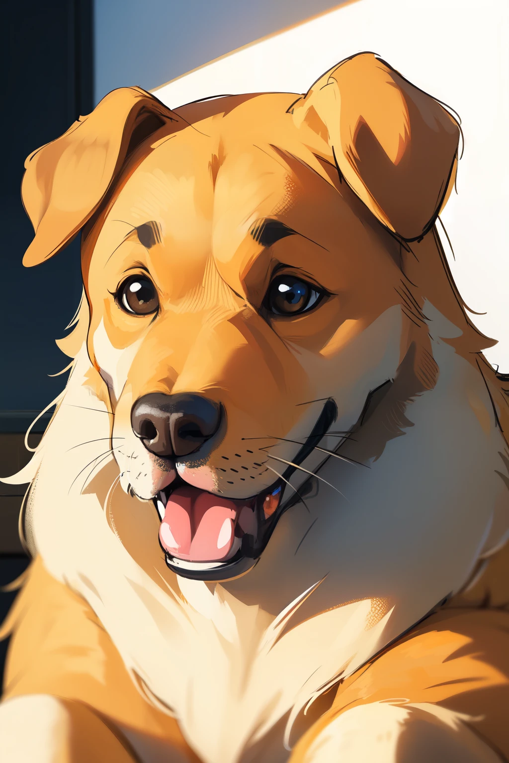 ((Melhor qualidade)), ((golden breed dog)), (face drawing of a golden breed dog focused), rosto de desenho